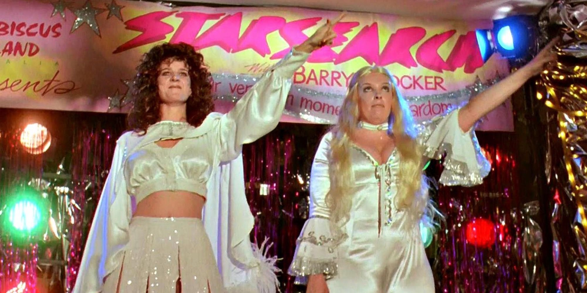 Ronda and Muriel dancing to ABBA in a talent show