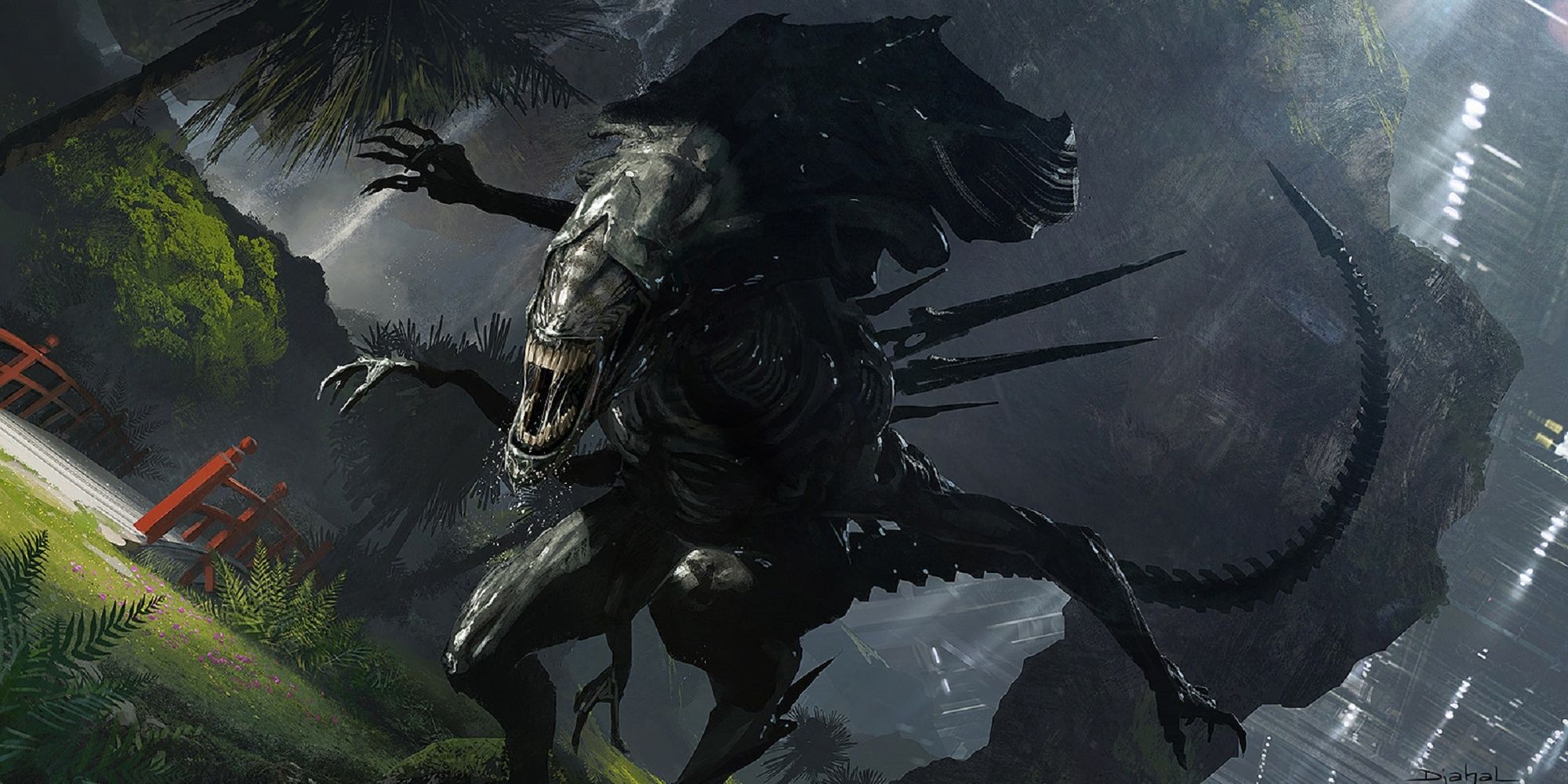 Concept art of a Xenomorph for Neill Blomkamp's Alien movie.