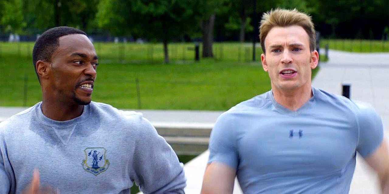 Anthony Mackie and Chris Evans in Captain America The Winter Soldier