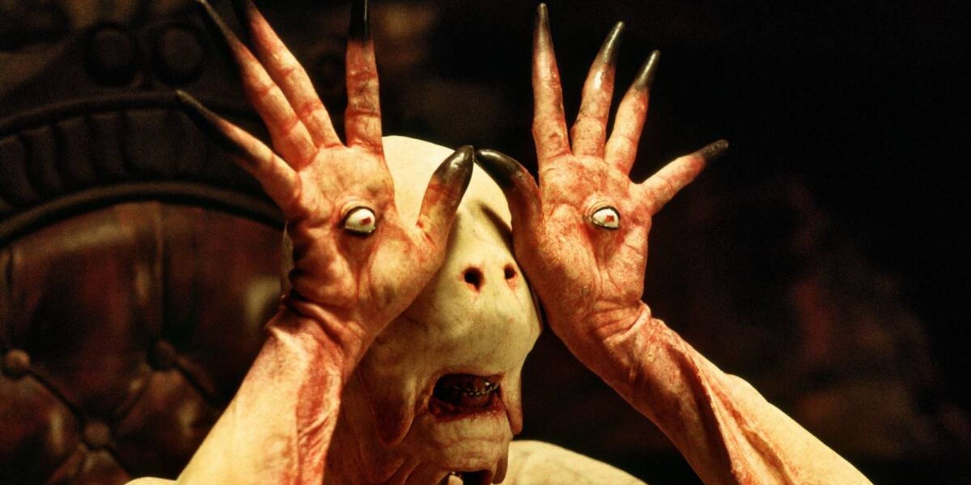 Pale Man from "Pan's Labyrinth" showing the eyes in his hands