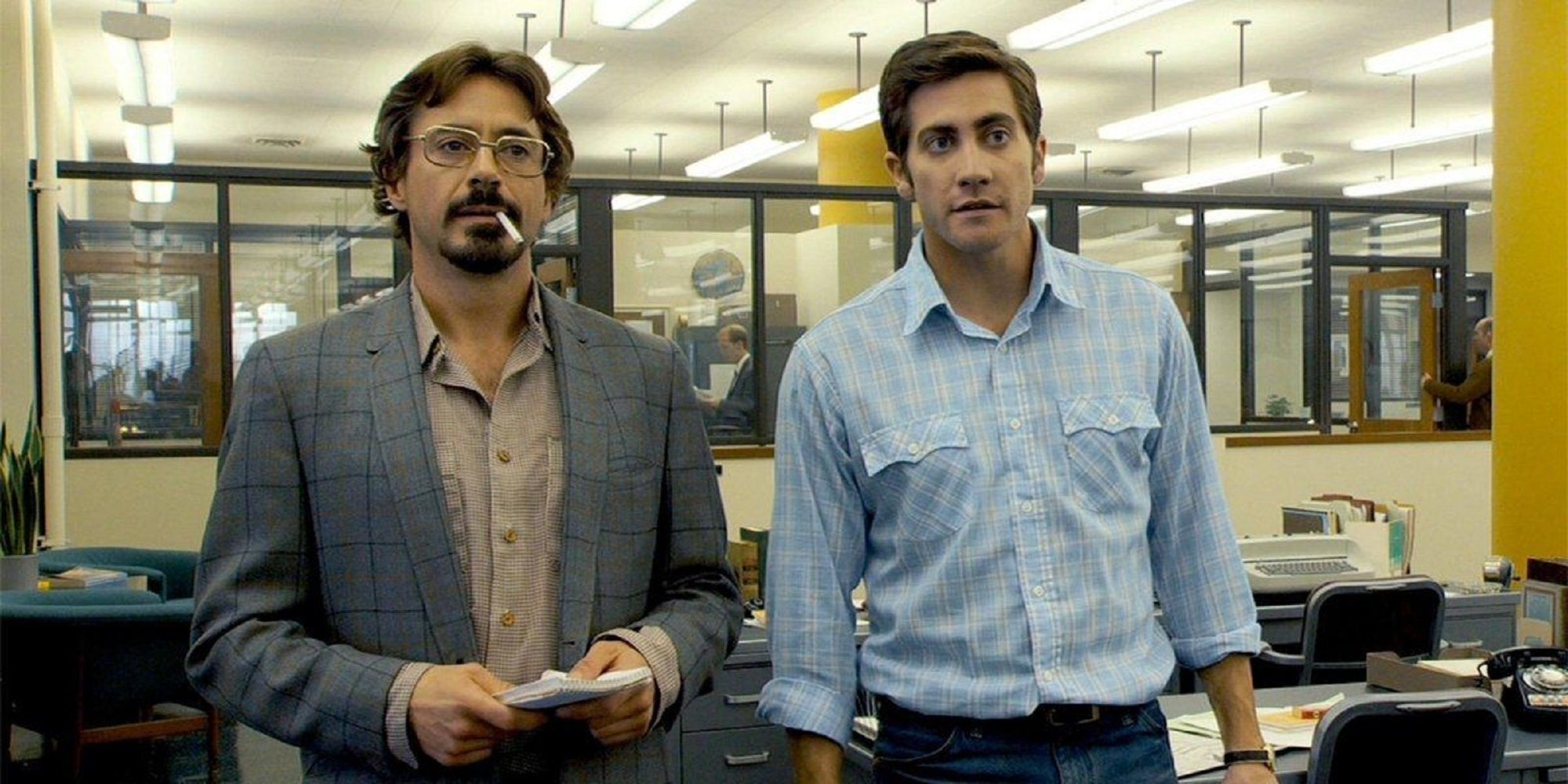 Robert Downey Jr. and Jake Gyllenhaal in Zodiac.