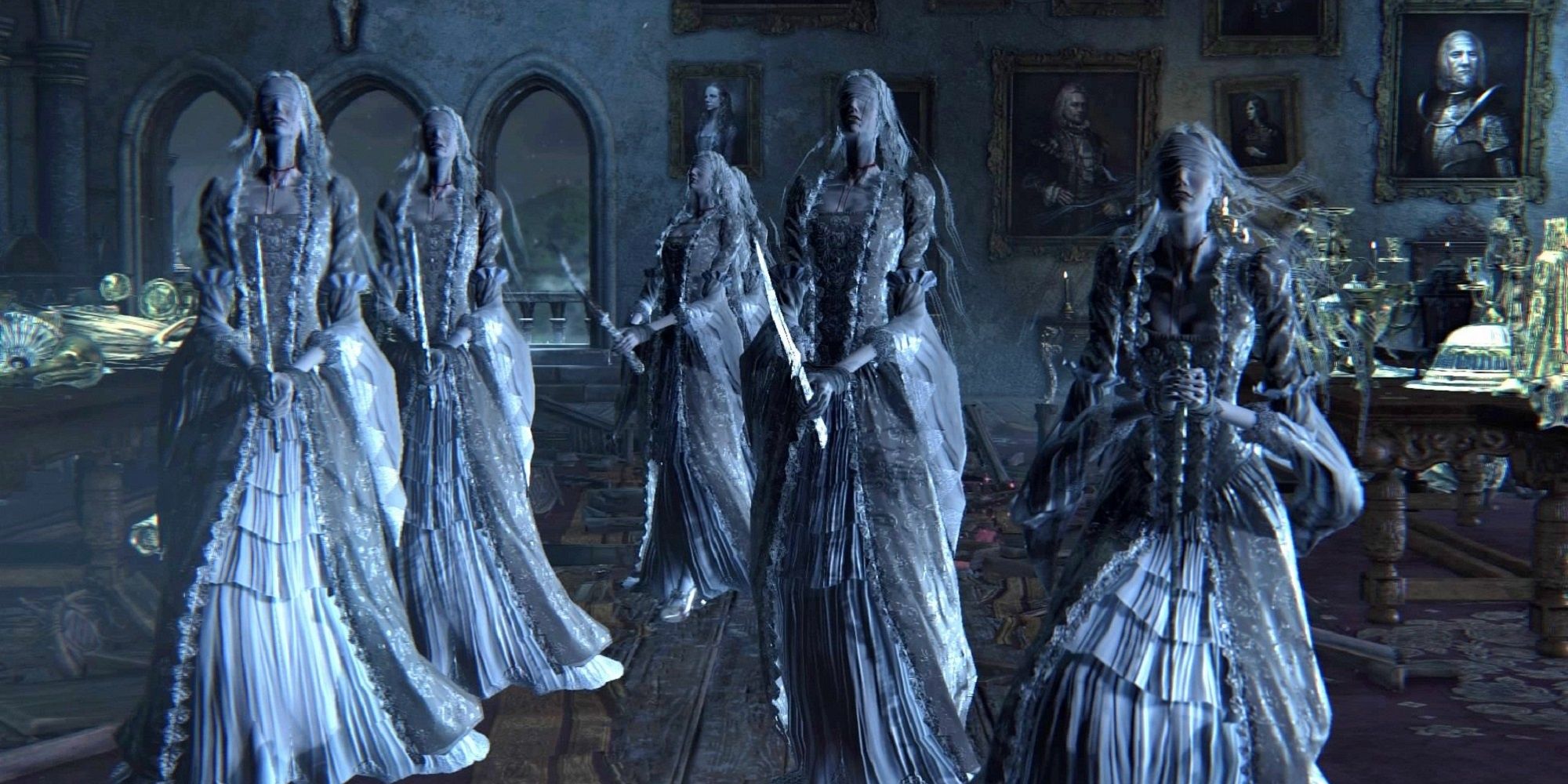 Silver Ladies waiting for players in Bloodborne.