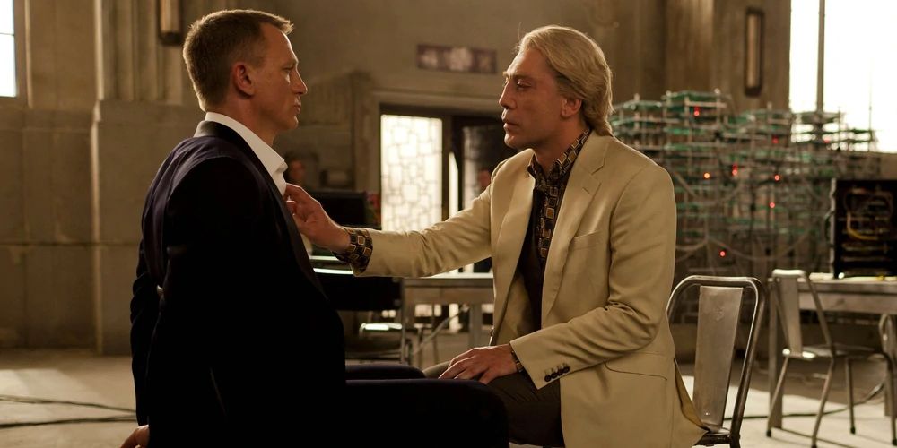 Raoul Silva introduces himself to James Bond in a vacant stronghold in 'Skyfall'.
