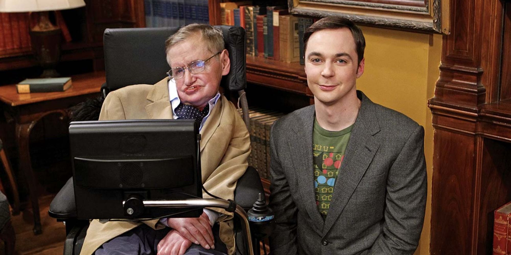 Stephen Hawking and Jim Parsons in The Big Bang Theory