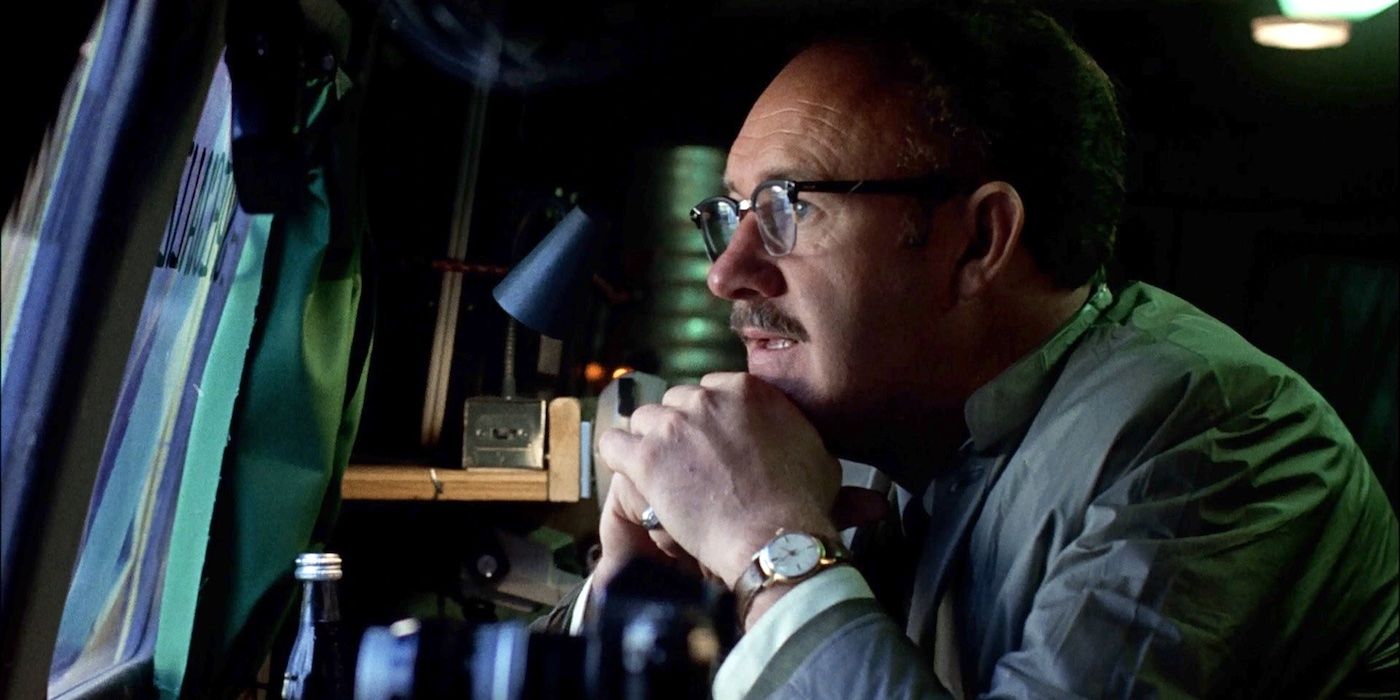 Gene Hackman as Harry monitoring surveillance equipment in The Conversation