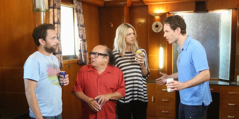 Charlie, Dennis, Dee, and Frank in It's Always Sunny in Philadelphia