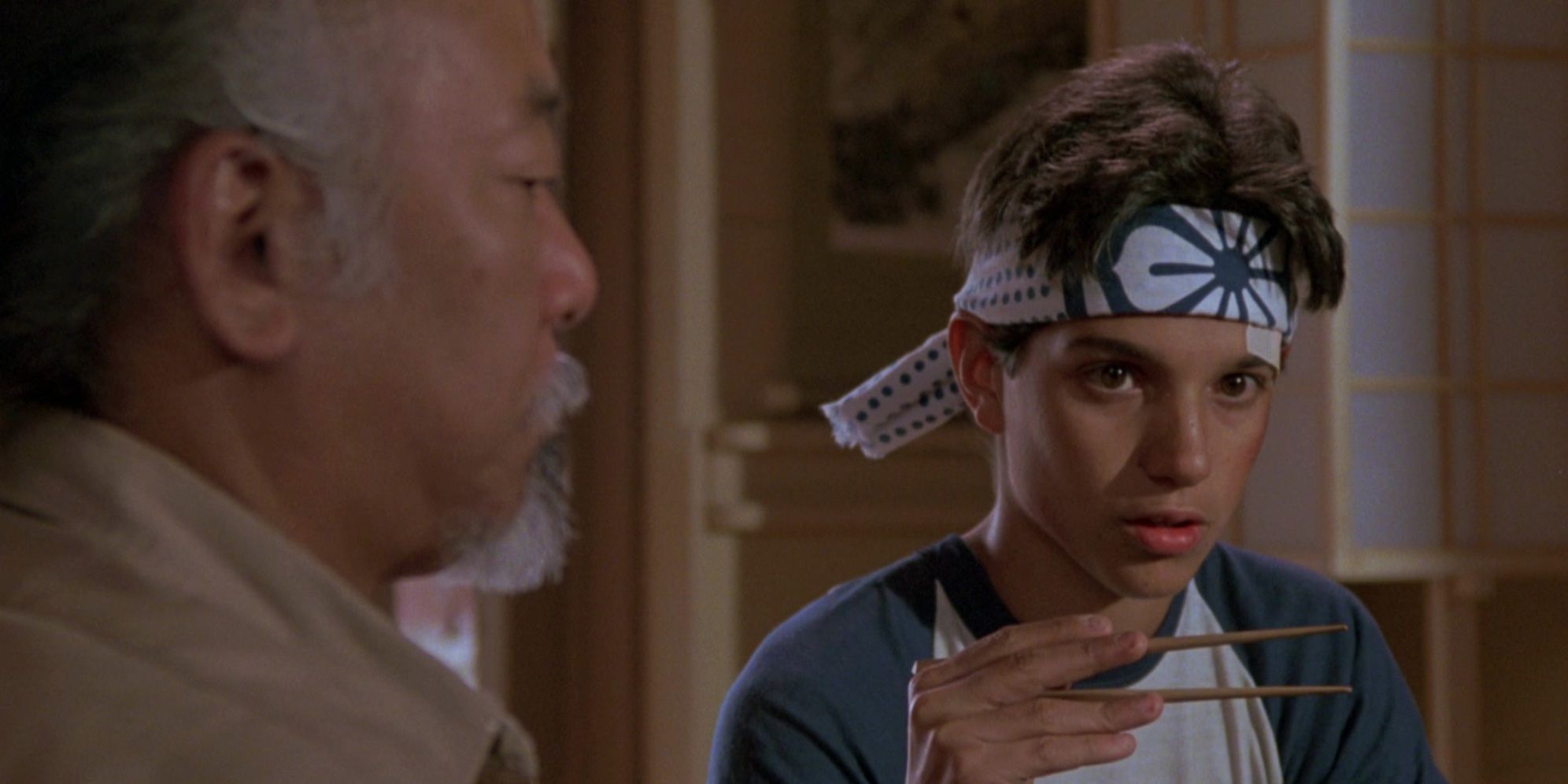 Ralph Macchio and Pat Morita in 'The Karate Kid'