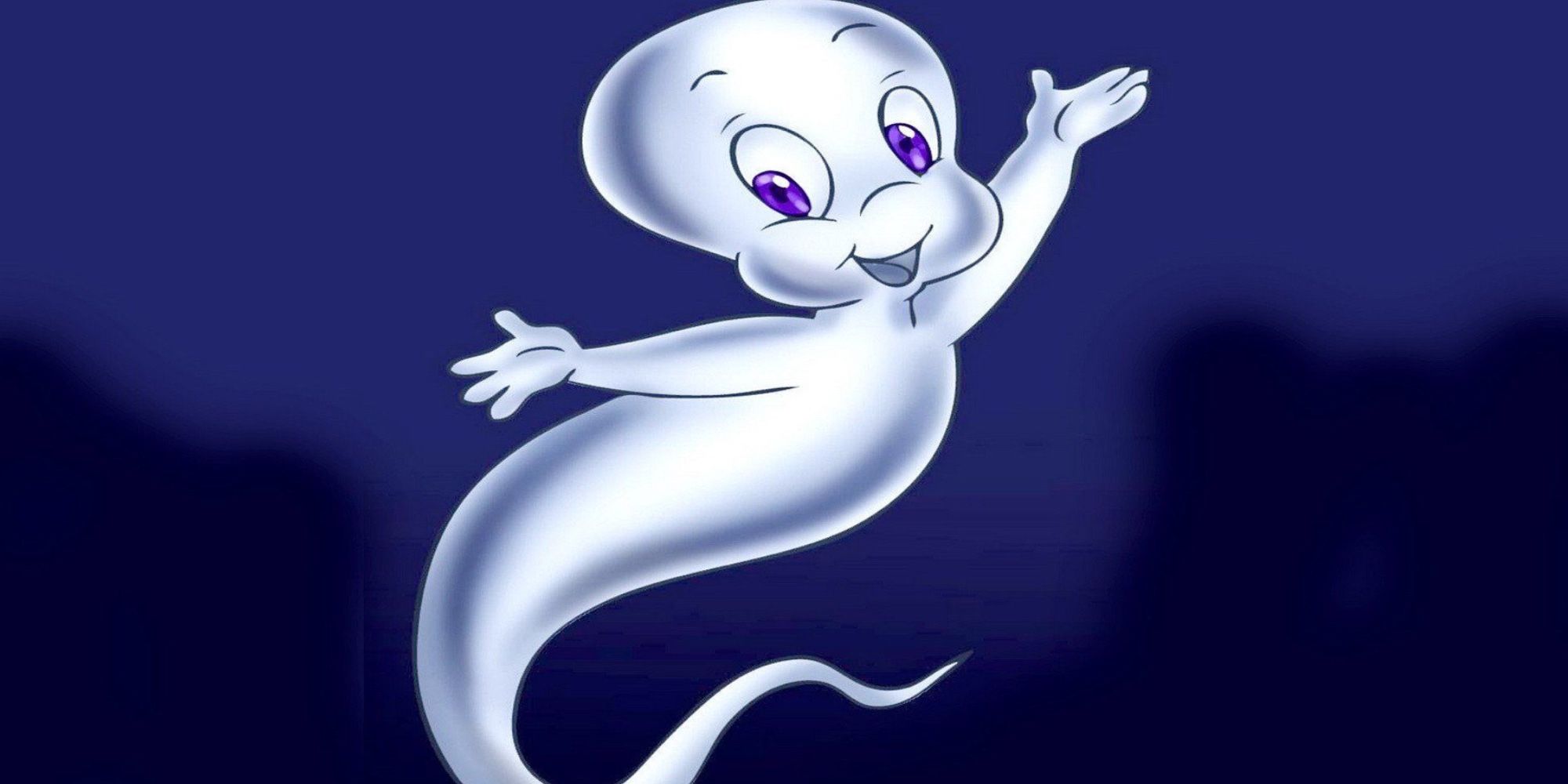 Casper the friendly ghost smiles and waves in The Spooktacular New Adventures of Casper.