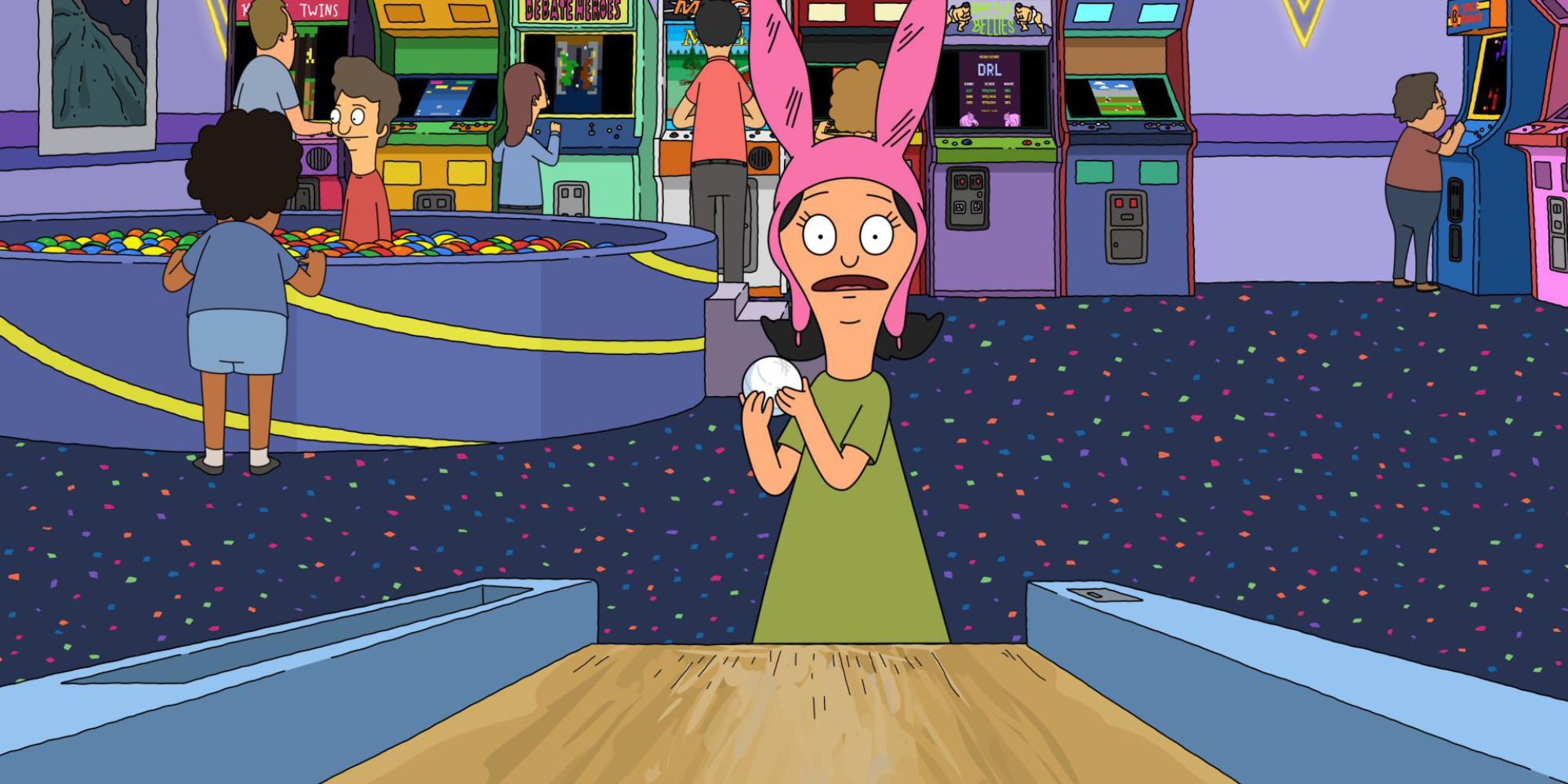 Louise playing in the arcade