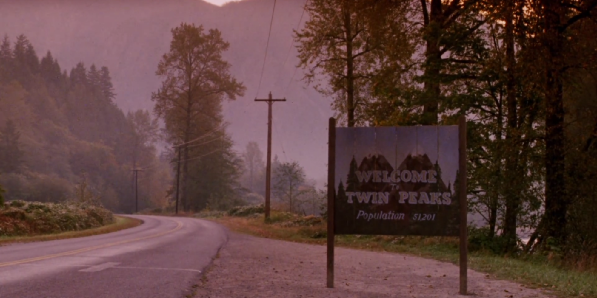 A screenshot from the Twin Peaks opening credits