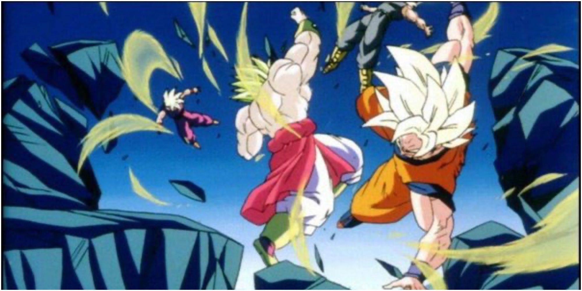 Goku, Gohan, Trunks vs Broly