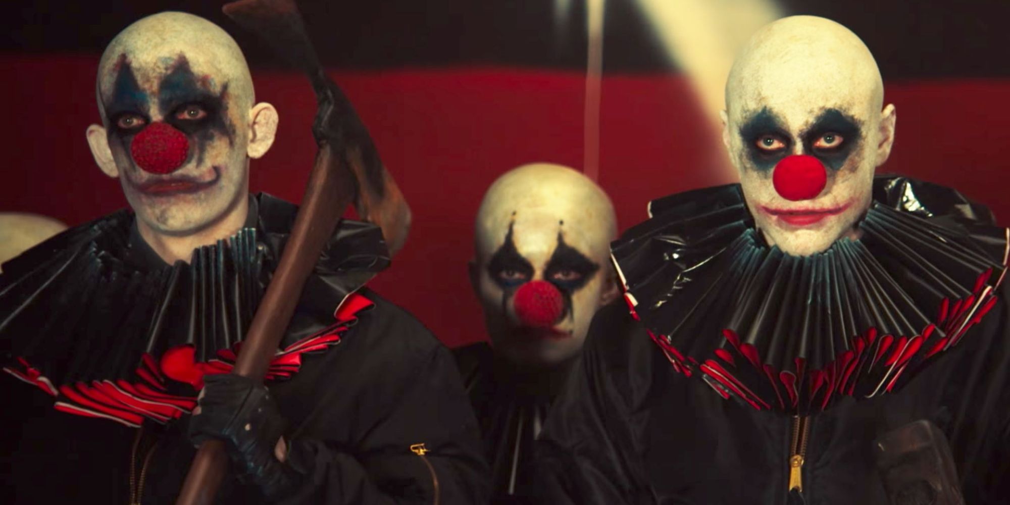 Clowns dressed in black and red in 'American Horror Story: Cult'