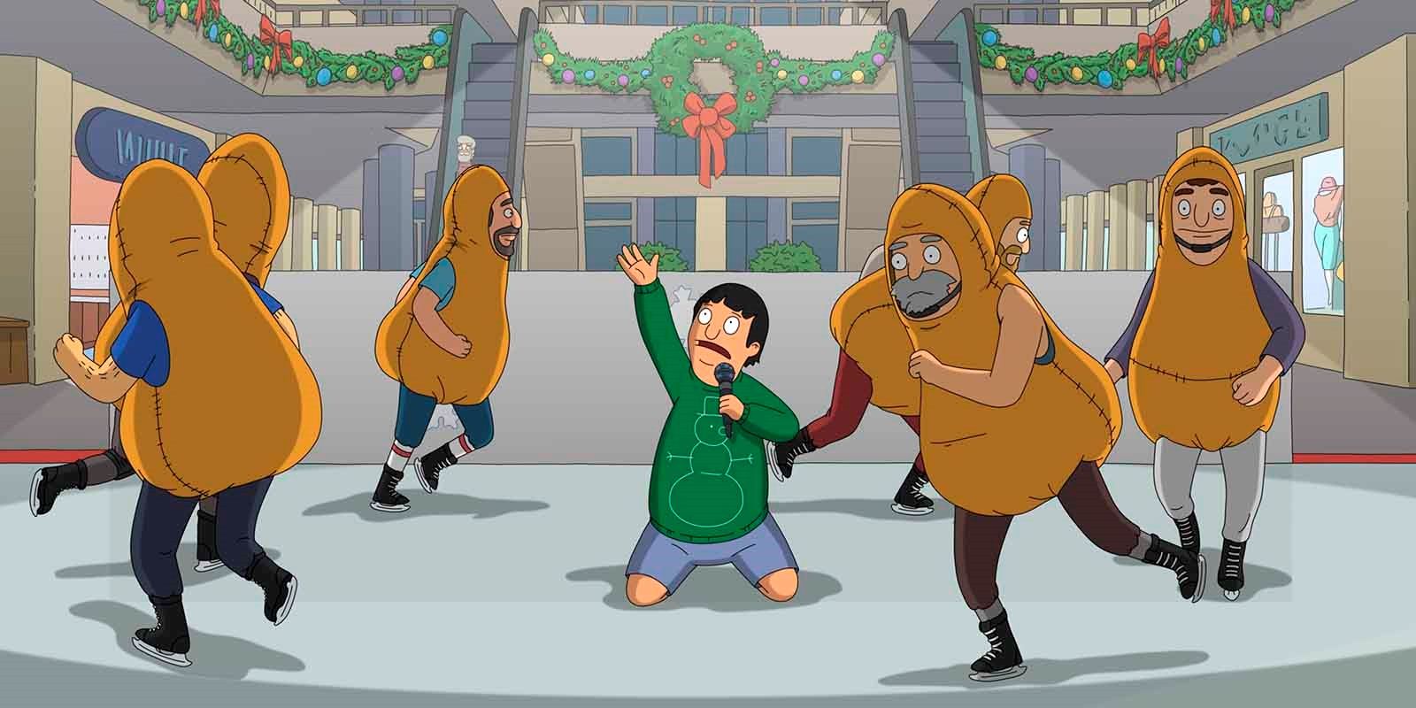bobs burgers nice capades gene sings about tacos and chicken nuggets to mall santa