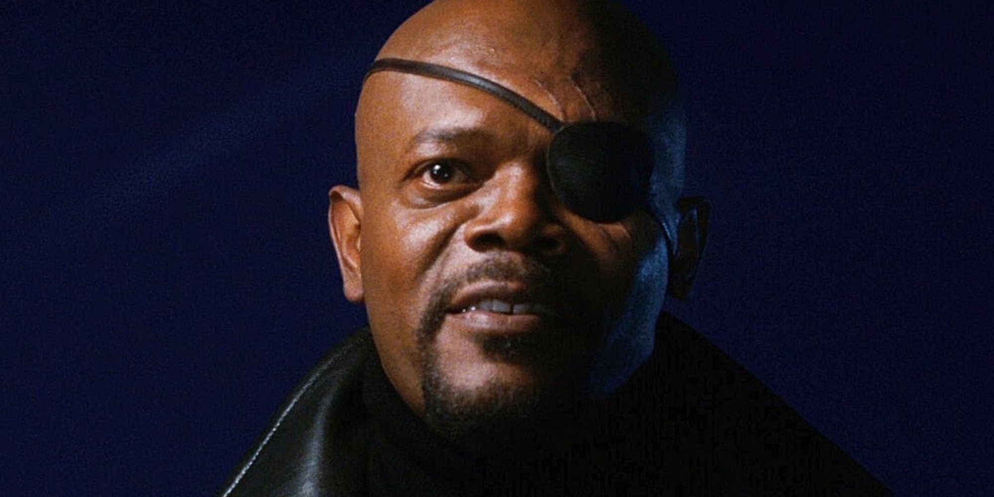 Samuel L. Jackson smiling as Nick Fury in Iron Man