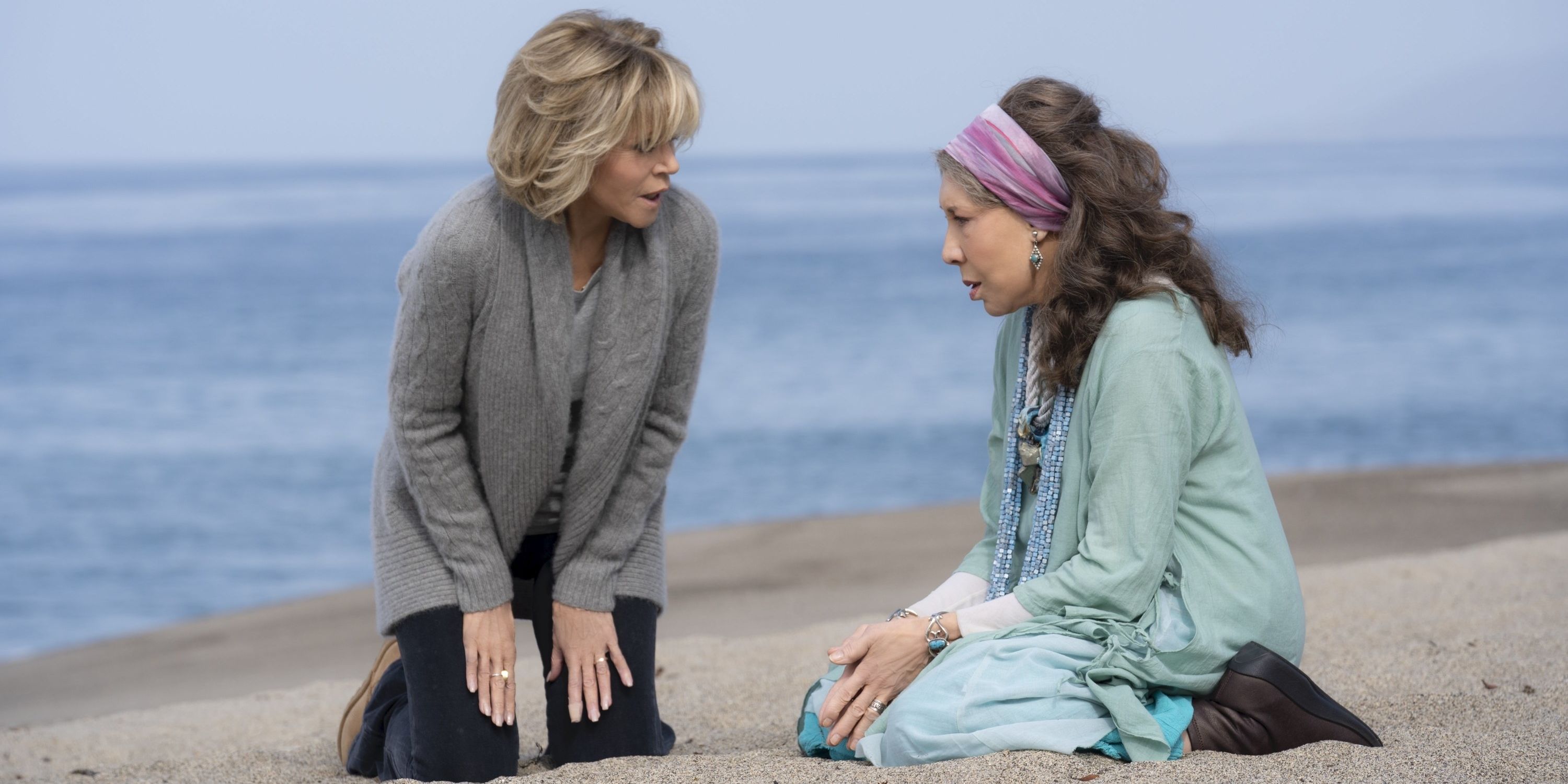 grace and frankie beach sad frankie feeling down