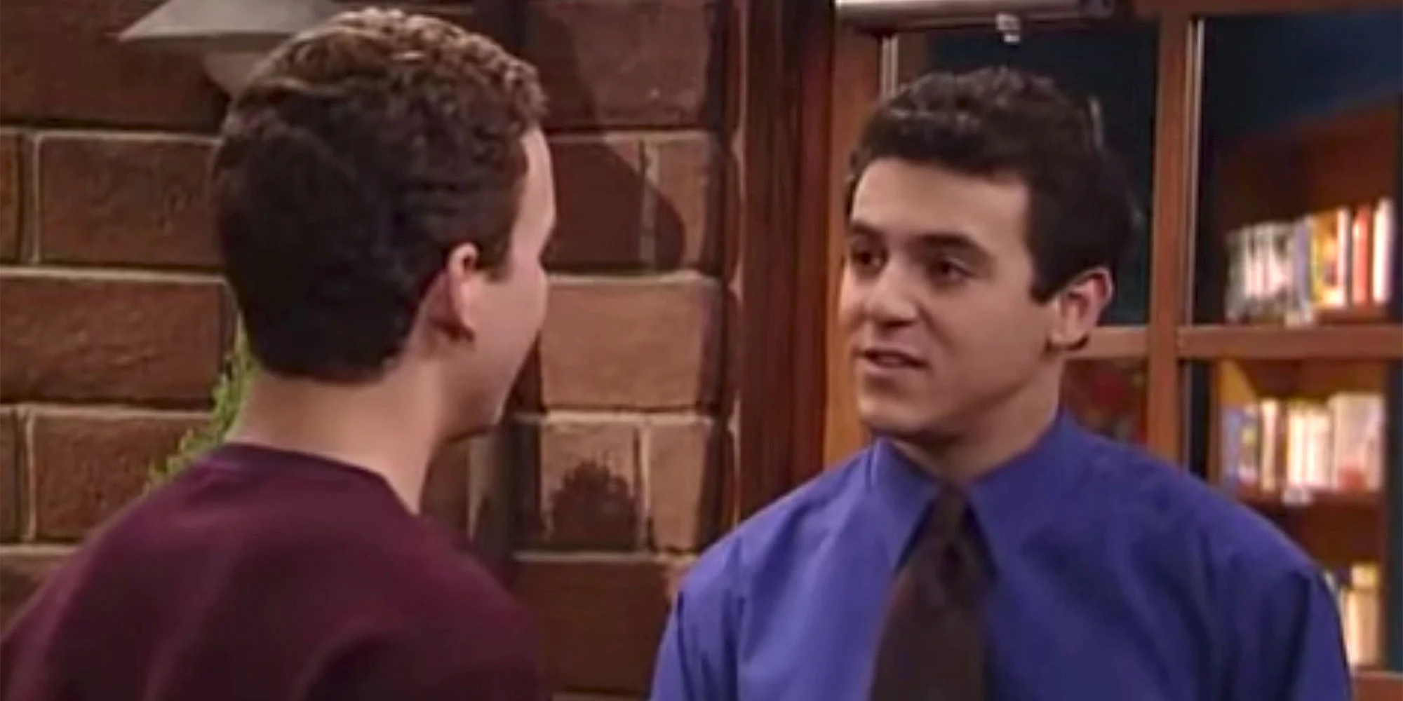 Cory, played by Ben Savage, talking to Stuart, played by guest star Fred Savage on Boy Meets World 