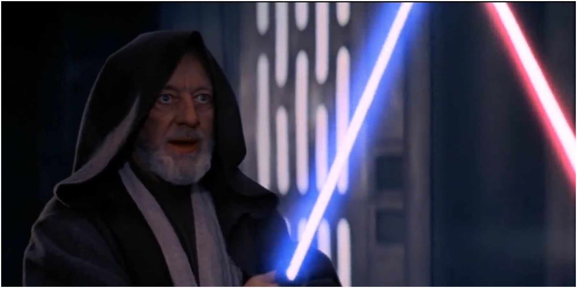 Obi-Wan faces off against Darth Vader, his former apprentice