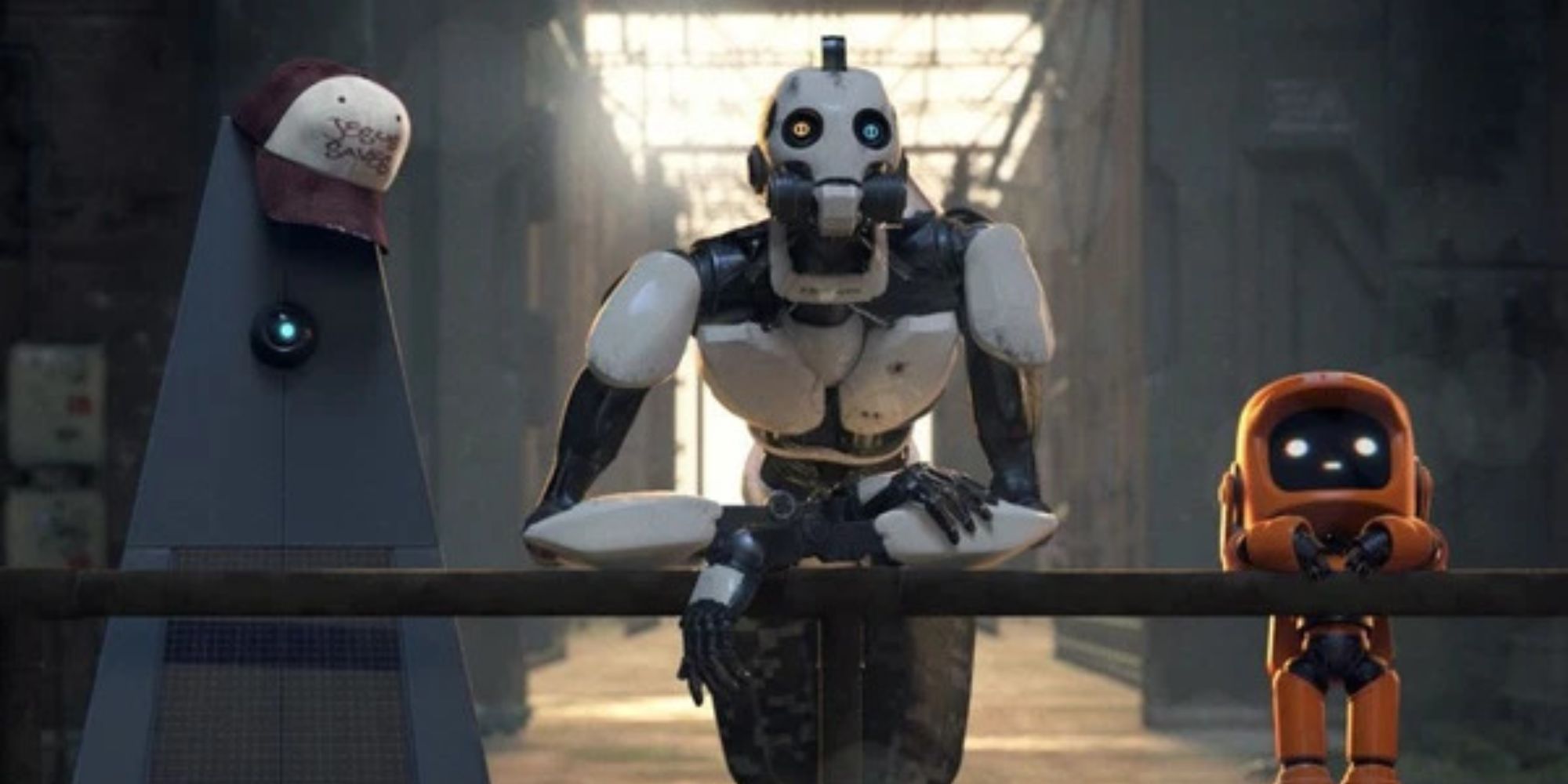 Three robots are talking