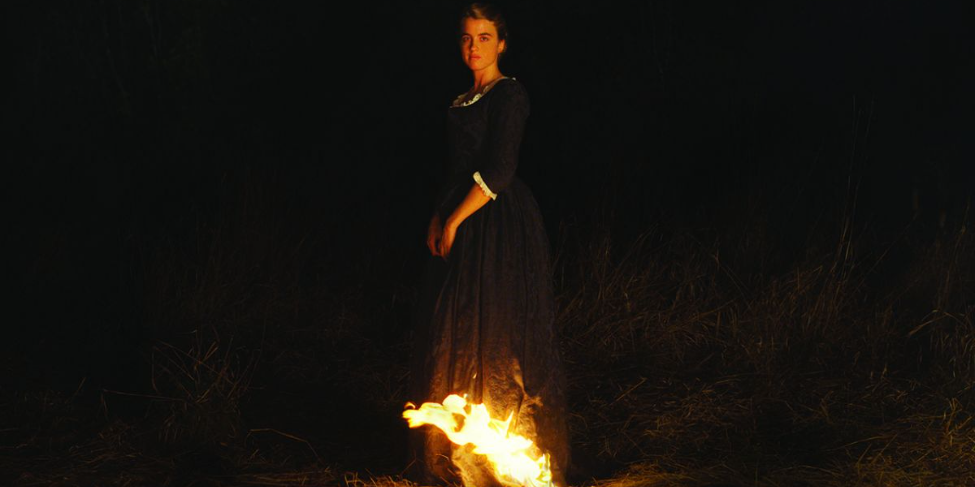 portaitofaladyonfire heloise stands in front of a fire as she is being drawn
