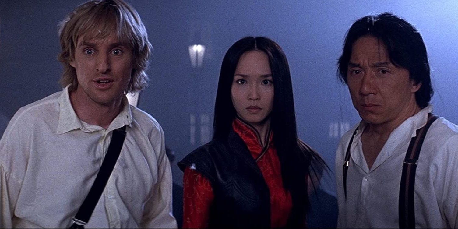 Owen Wilson as Roy O'Bannon, Jackie Chan as Chon Wang and Fann Wong as Chon Lin in 'Shanghai Knights'