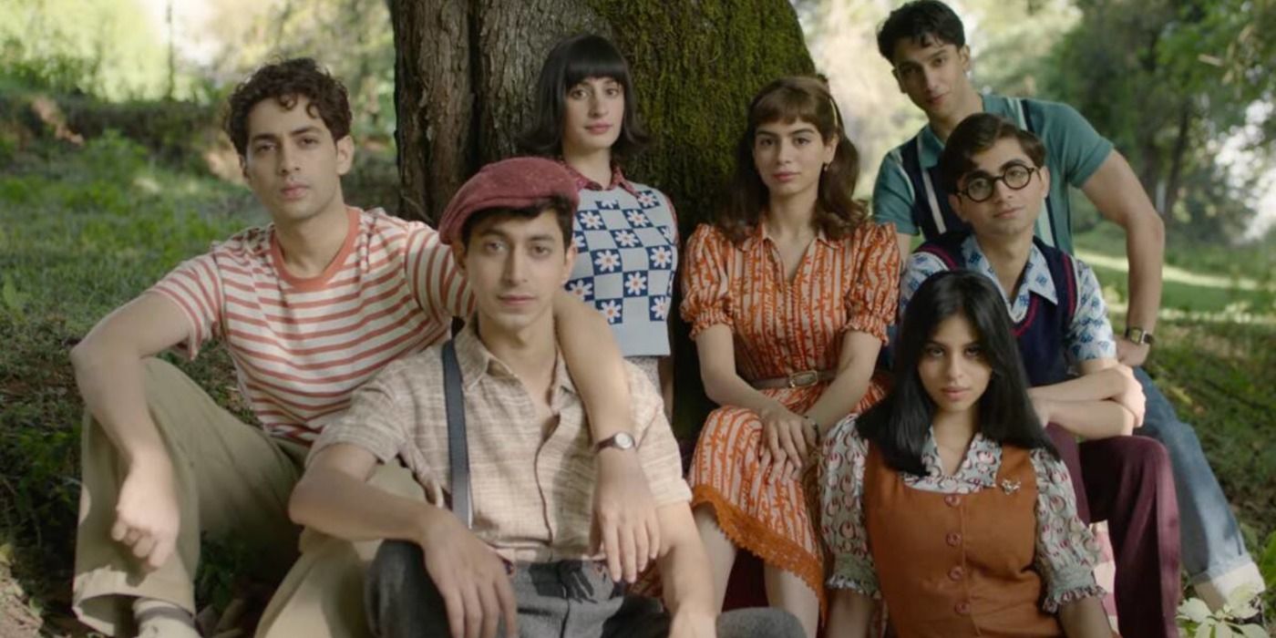 The cast of Netflix's 'The Archies' sits under a tree