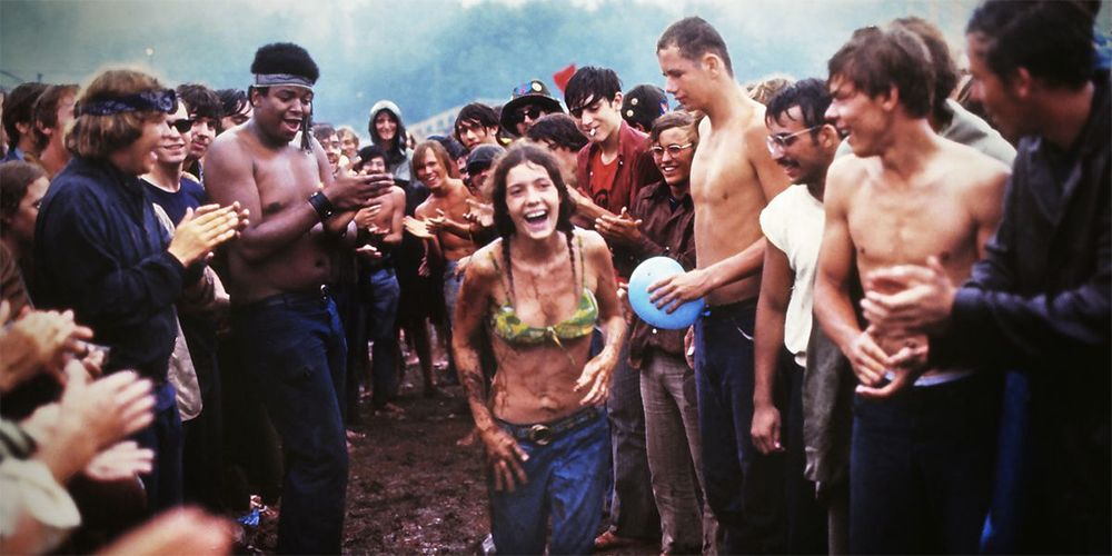 A group of festival goers in Woodstock