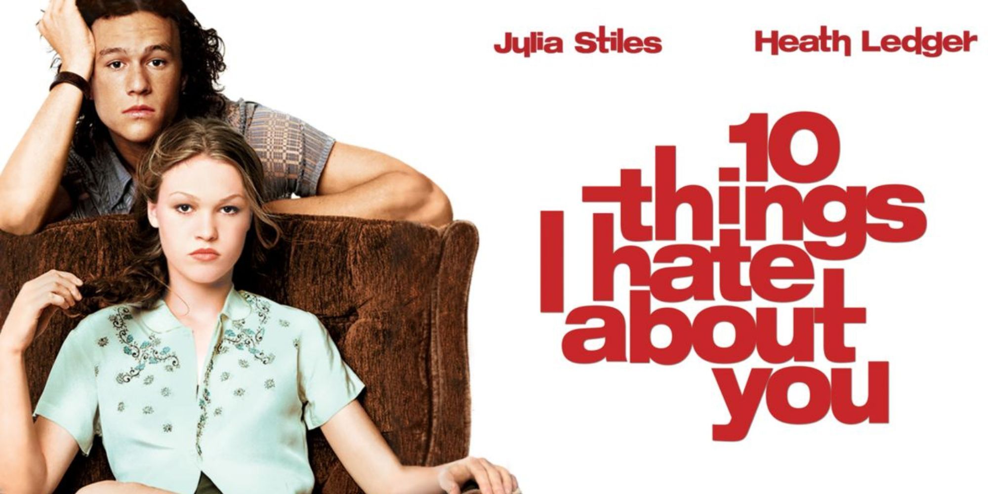 Julia Stiles and Heath Ledger in the cover of 10 Things I Hate About You