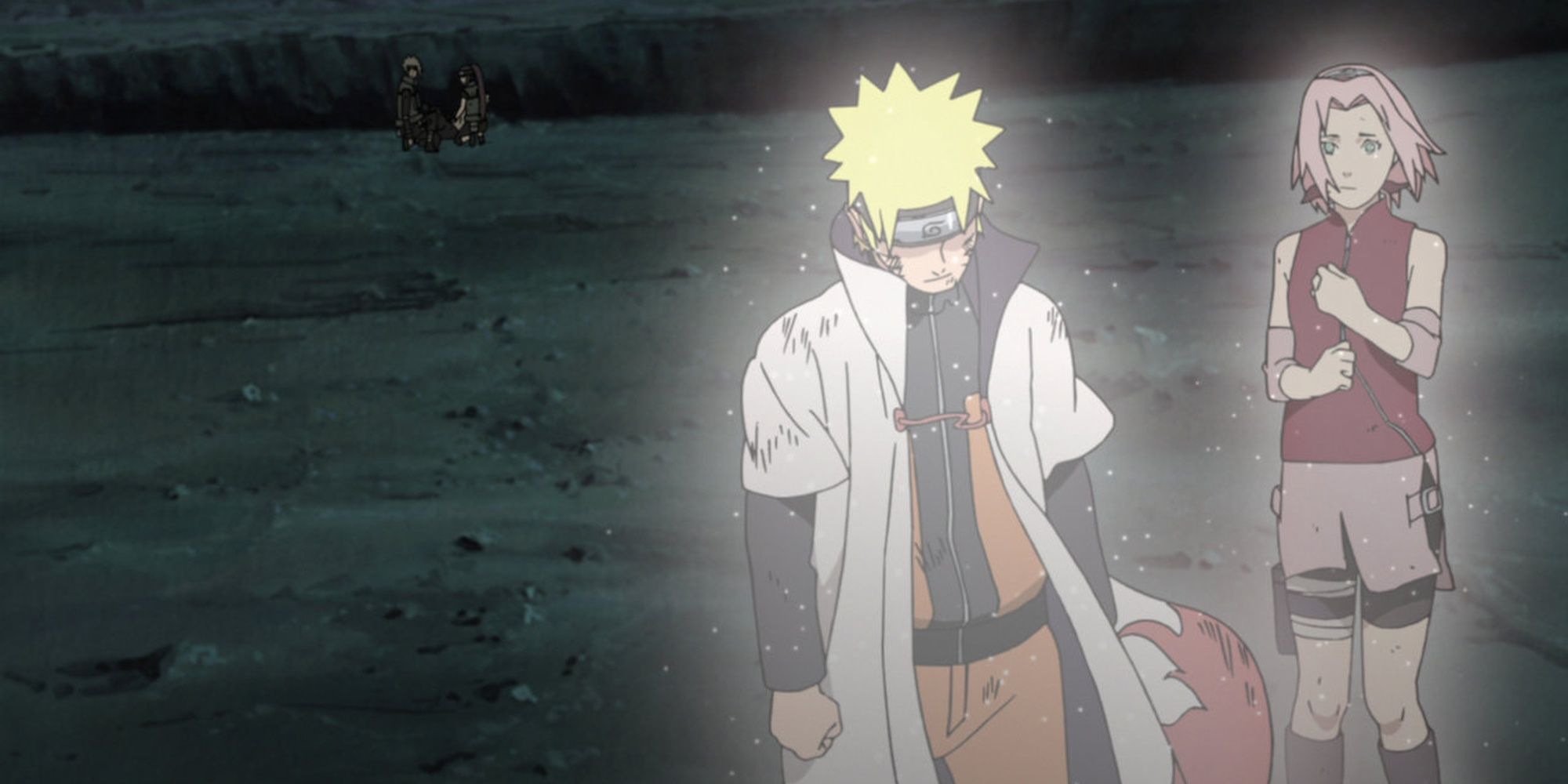 Naruto and Sakura leaving Minato and Kushina to return to their own reality.