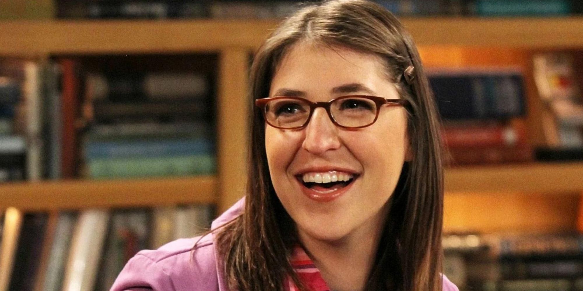 Mayim Bialik as Amy Farah Fowler from The Big Bang Theory smiling