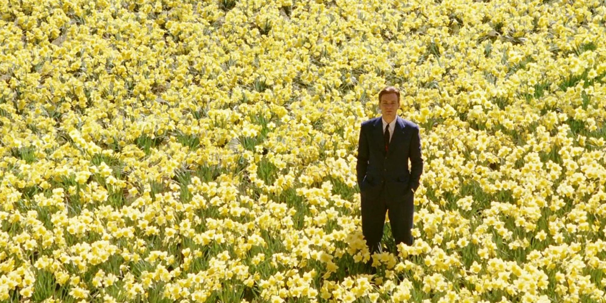 Ed Bloom dans un champ de fleurs