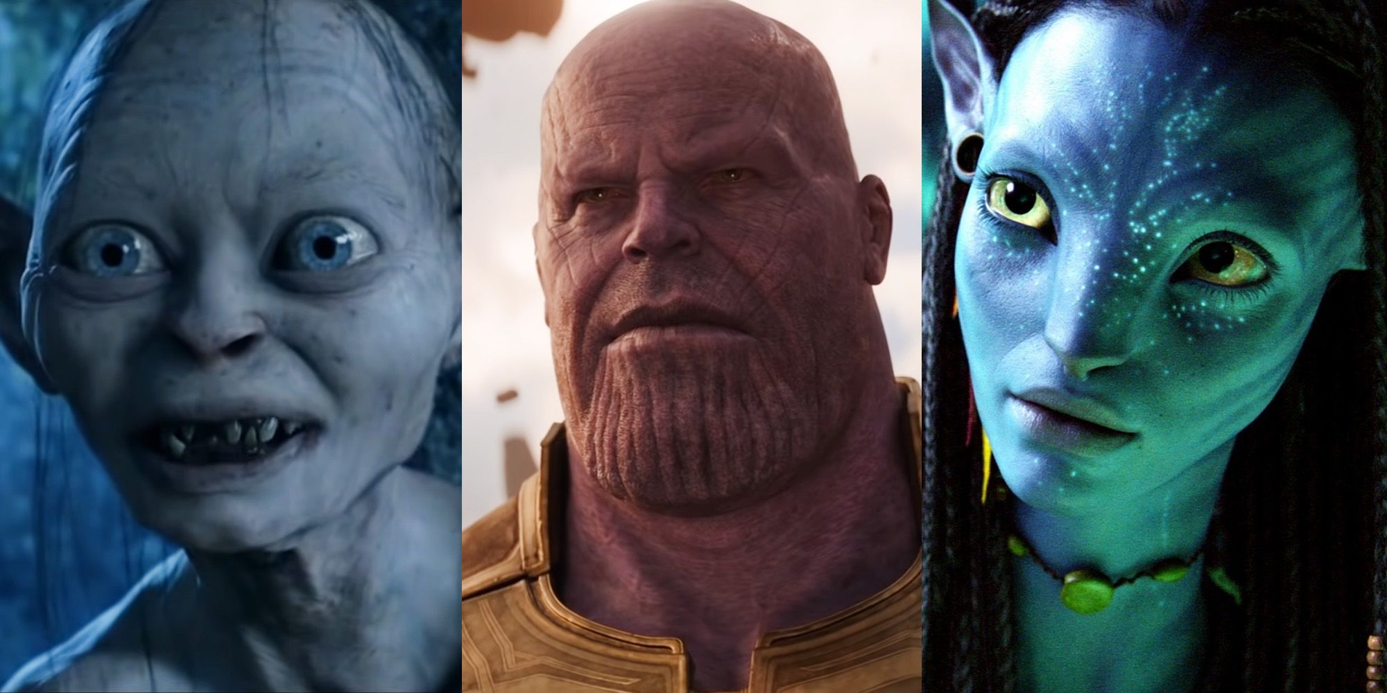 Gollum (Andy Serkis), Thanos (Josh Brolin), Neytiri (Zoe Saldana)