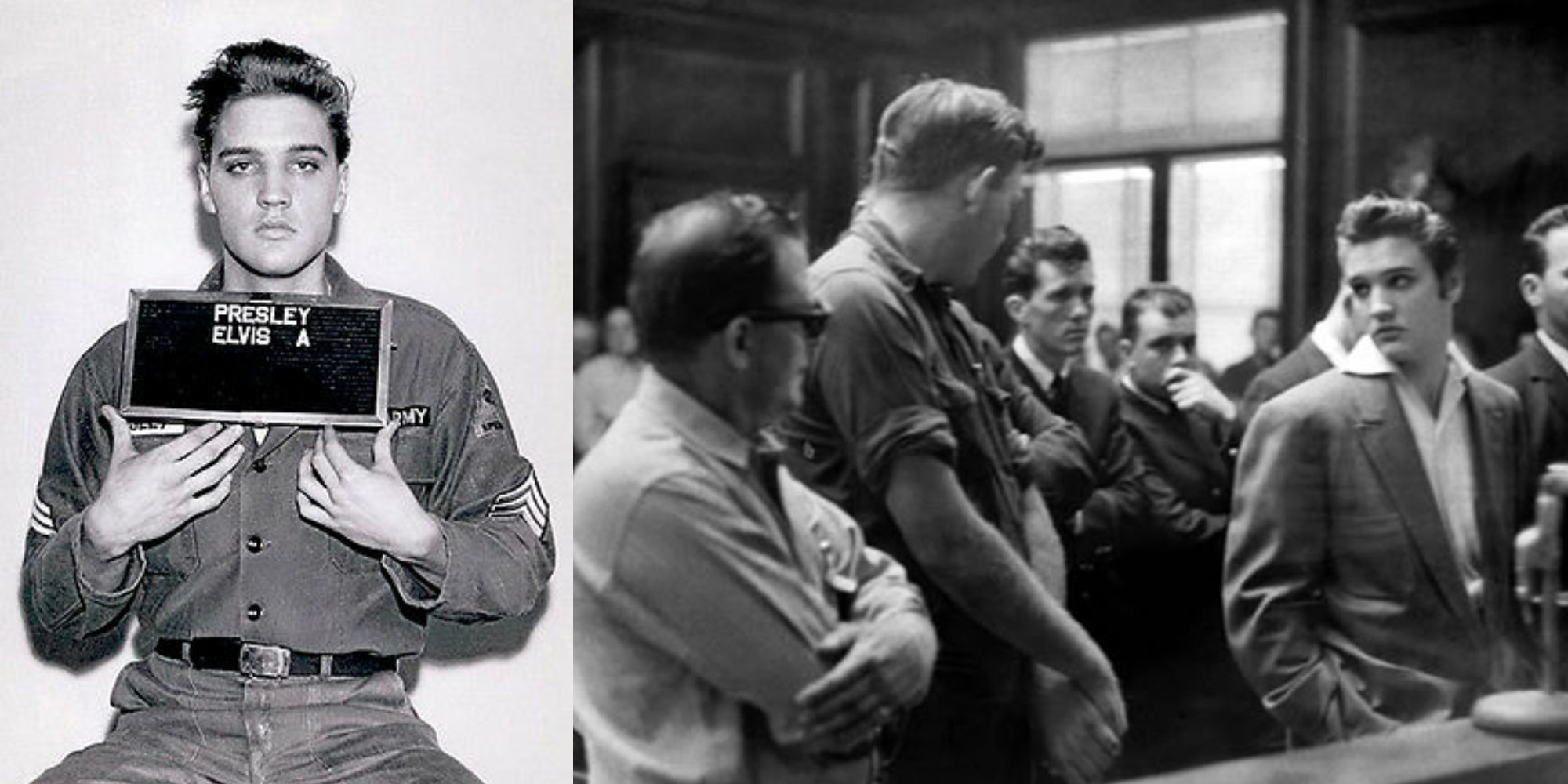 Elvis mugshot and in court in 1955