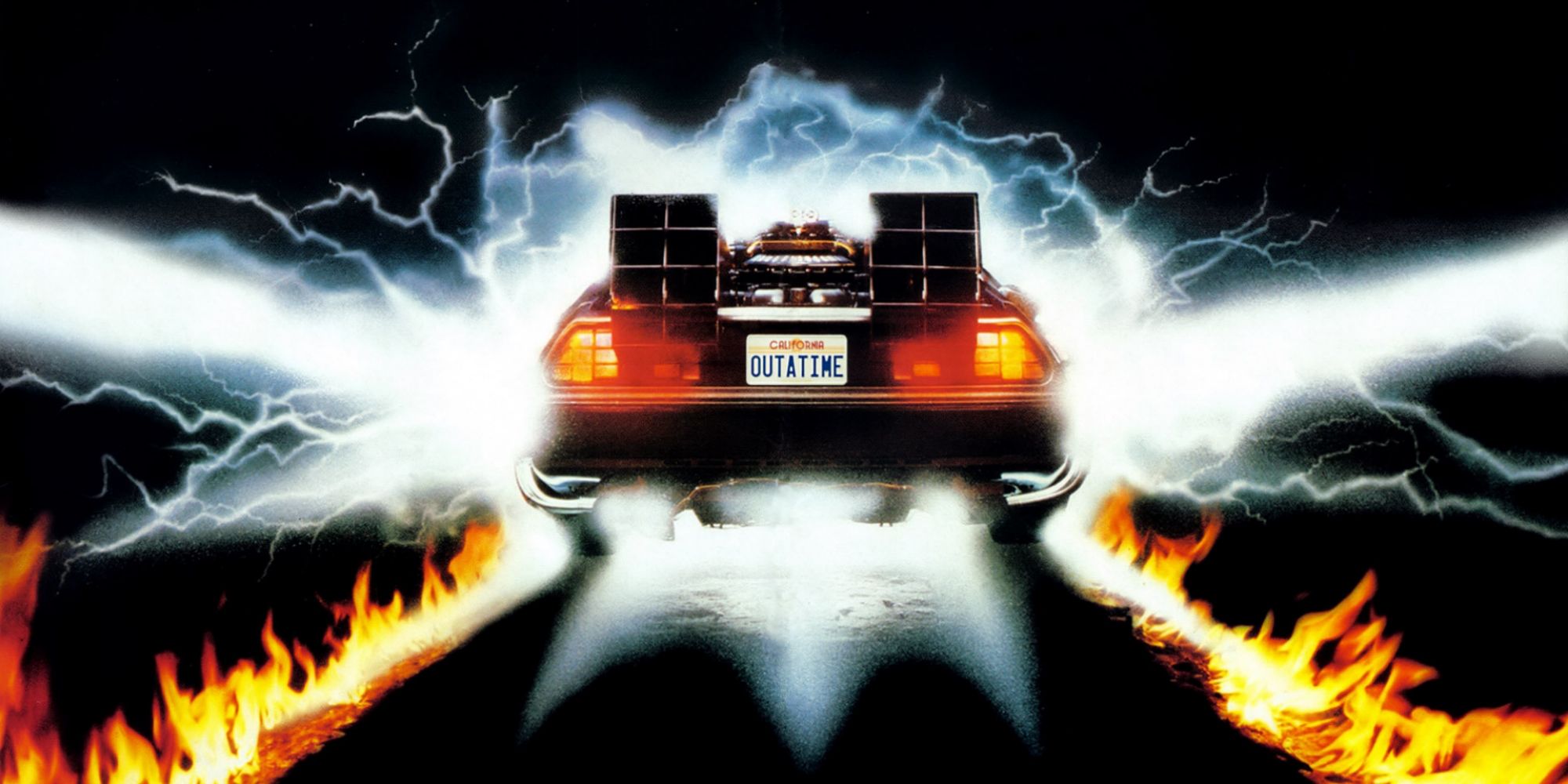 The fire trail of the Delorean time machine from 'Back to the Future'