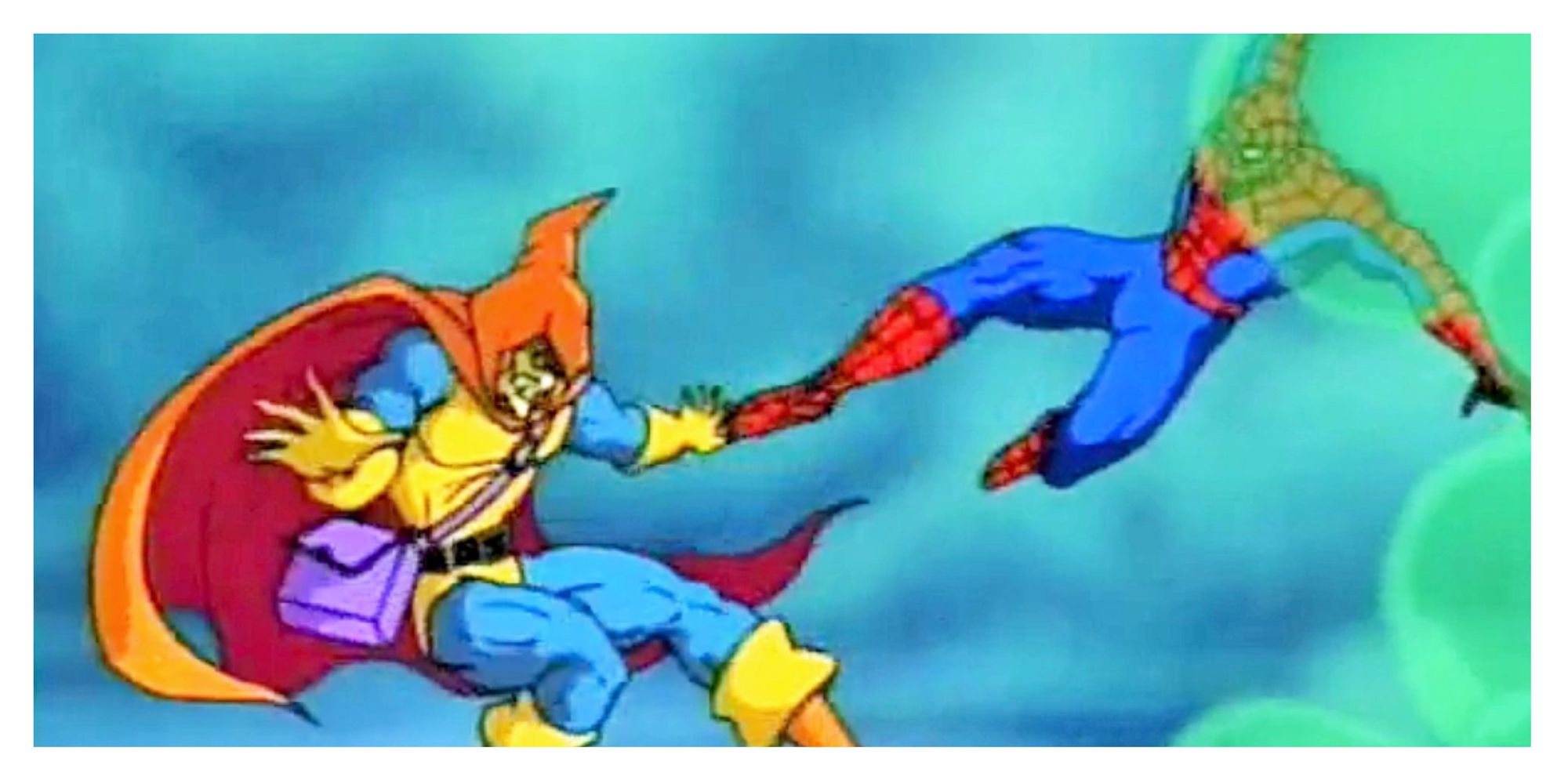Spider-Man kicks Hobgoblin