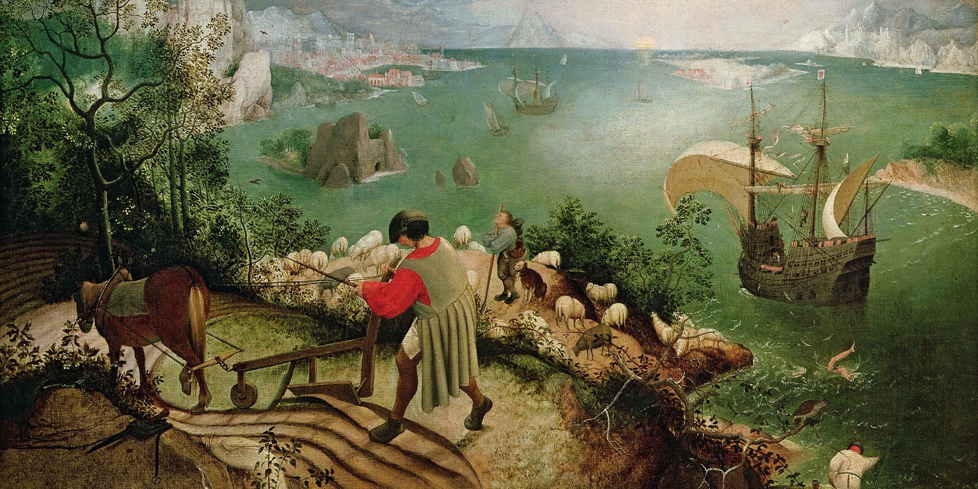 Landscape with the fall of Icarus in the background