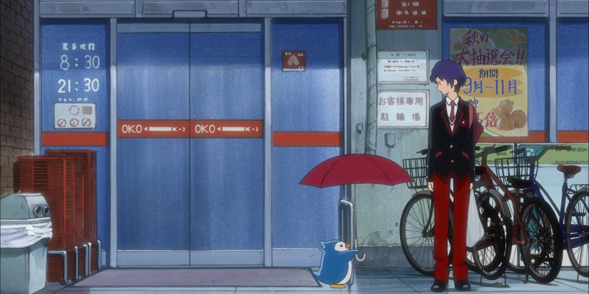 Penguin holding an umbrella in Mawaru Penguindrum