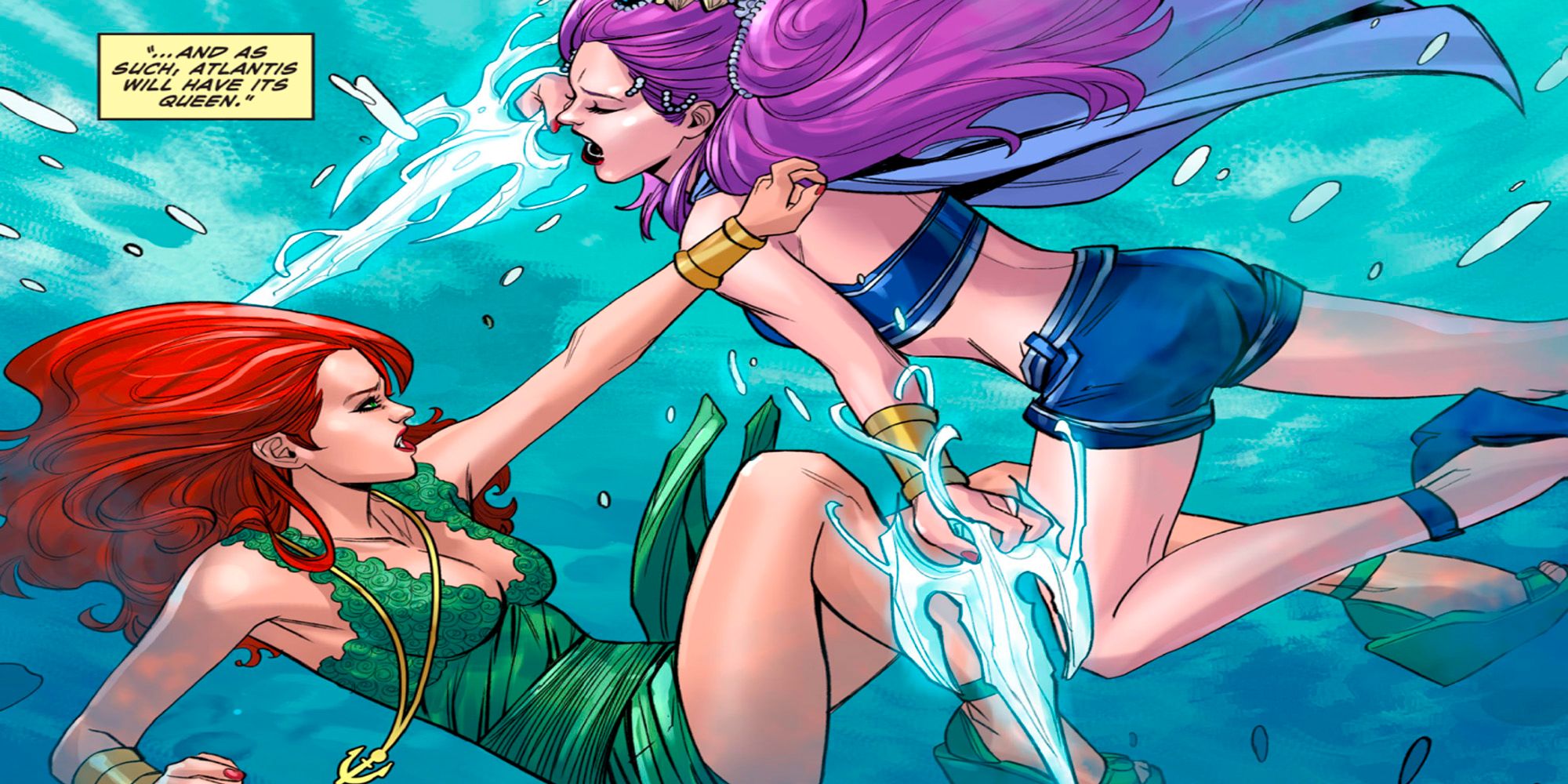 Mera and Hila fight under the sea