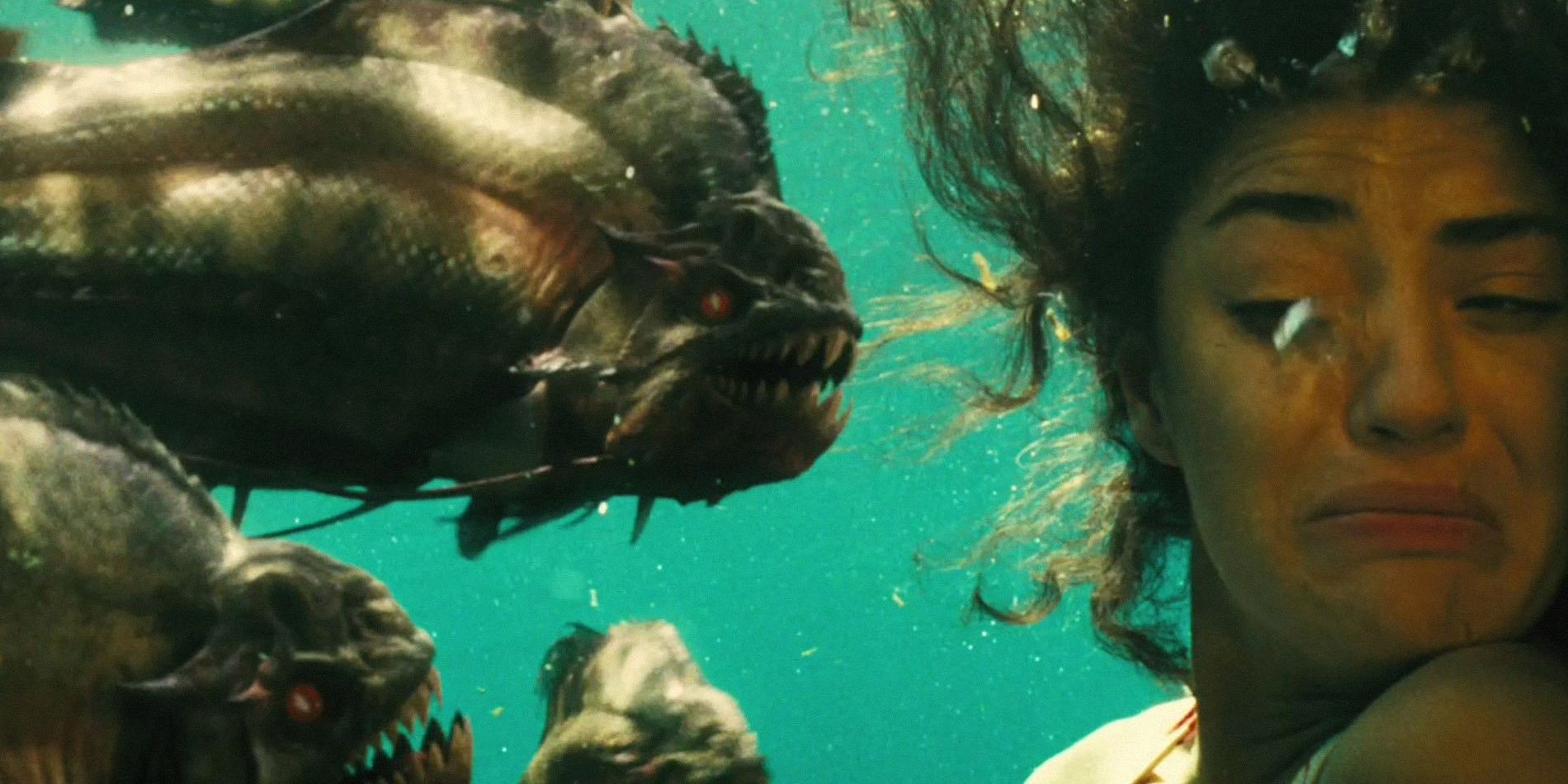 Jessica Szohr comes face to face with piranha in Piranha 3D