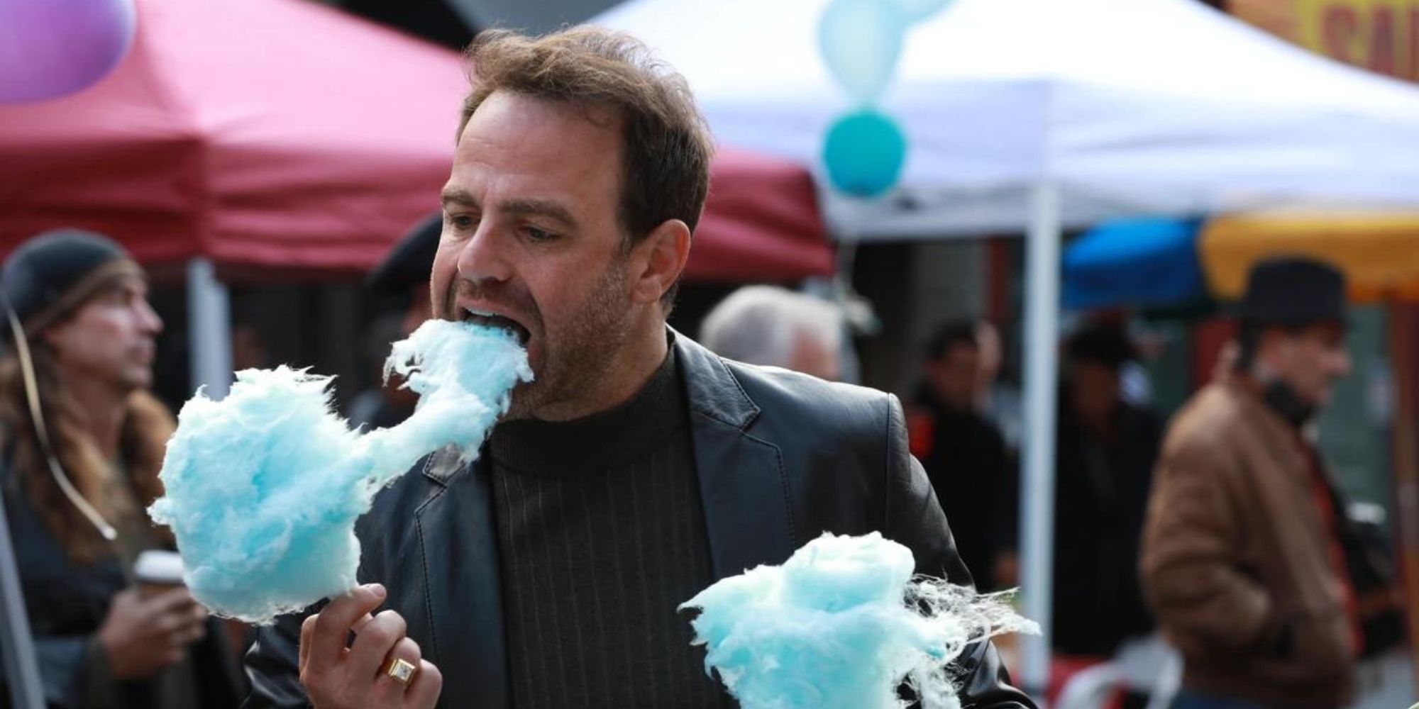 Seamus Murphy from Brooklyn Nine-Nine eating cotton candy