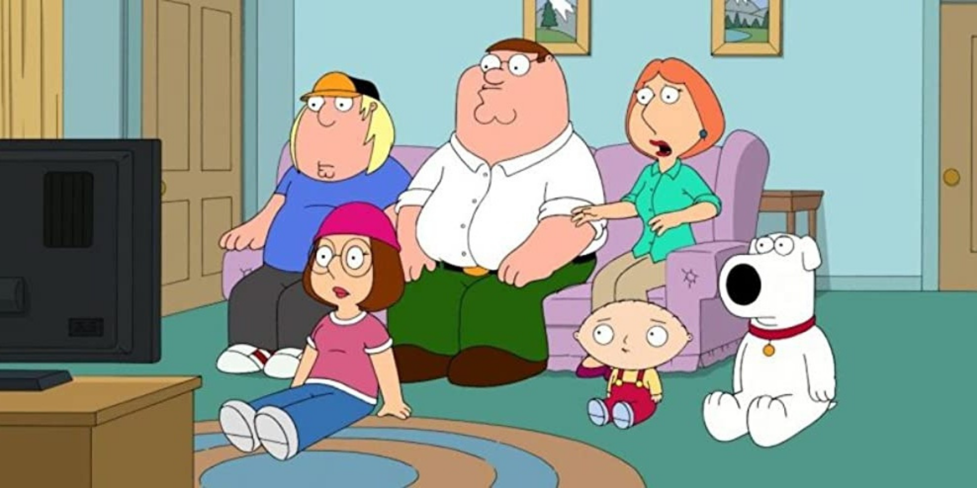 La famille Griffin est choquée par quelque chose sur leur télévision.