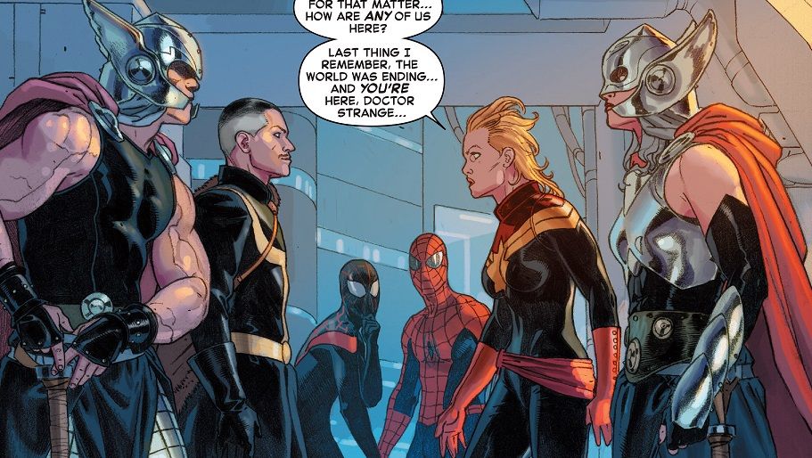 Secret Wars 2015-Thor-Doctor Strange-Captain Marvel-Spider Man