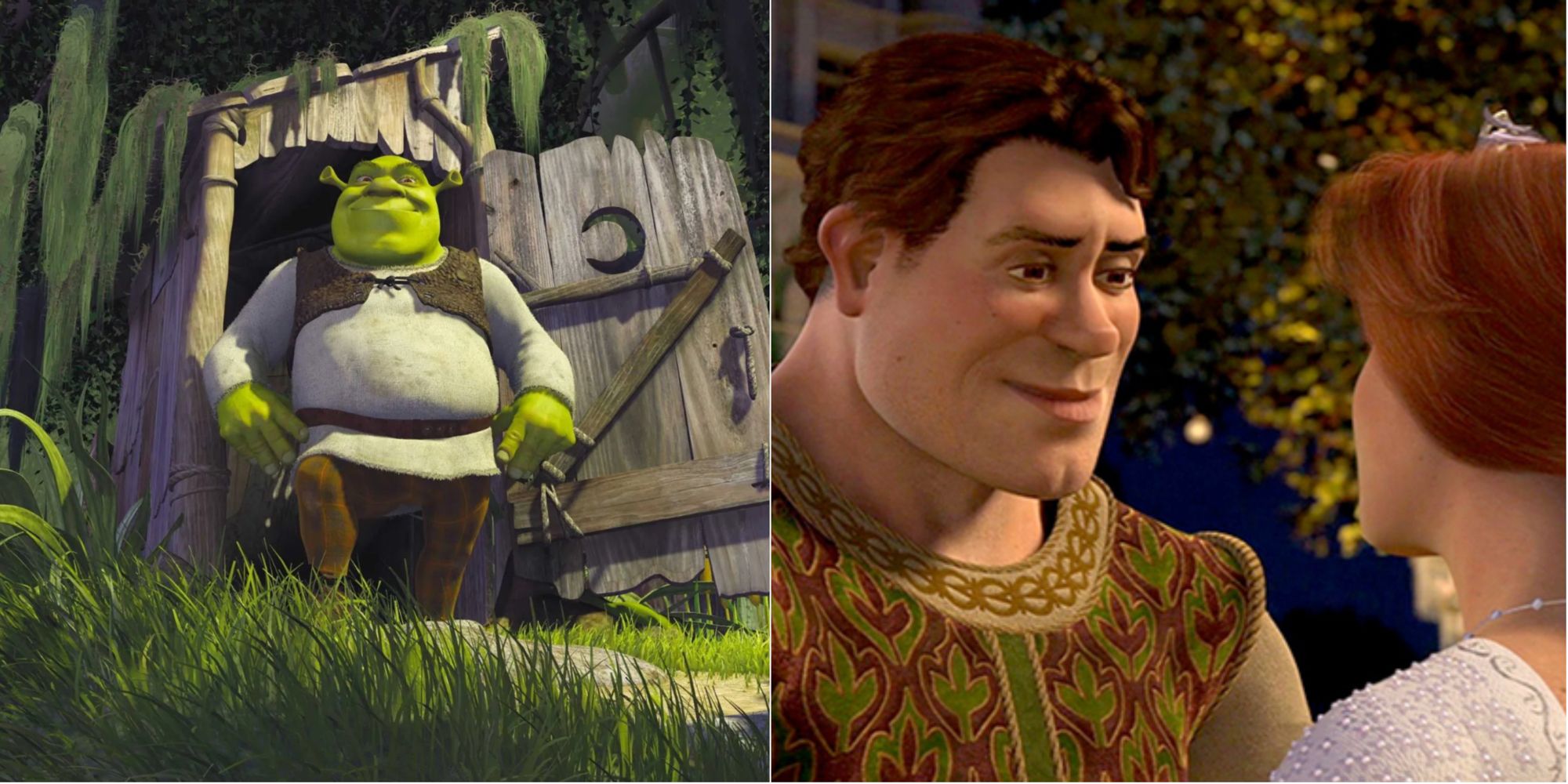 Split image of Shrek and Shrek 2