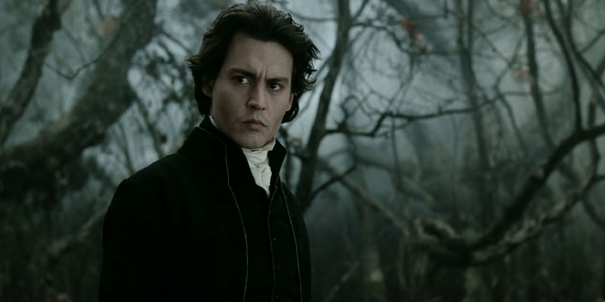 Ichabod Crane dans la forêt lugubre de Sleep Hollow.