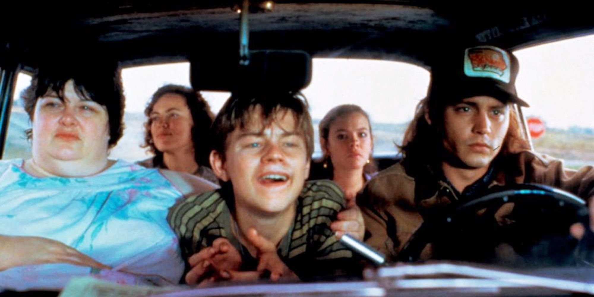 the Grape family in a car in What's Eating Gilbert Grape