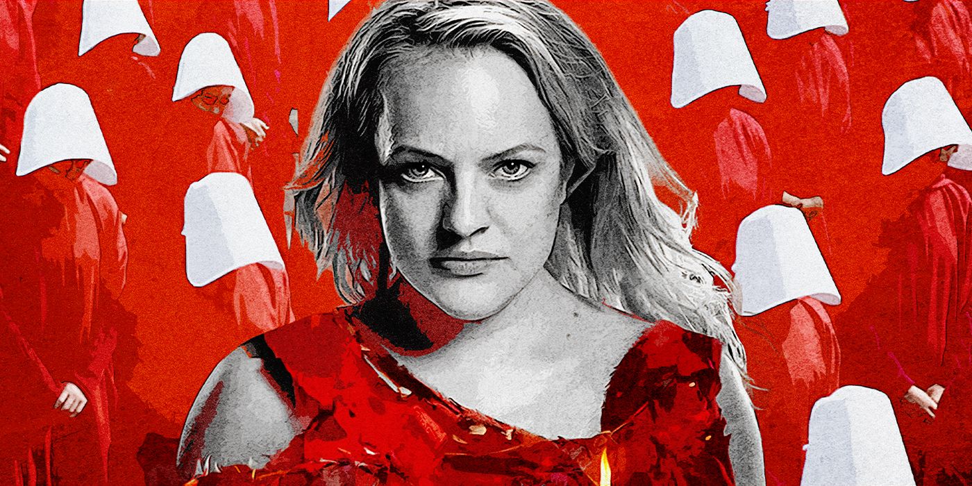 Custom Image Elisabeth Moss as June Osborne against a red background for The Handmaid's Tale