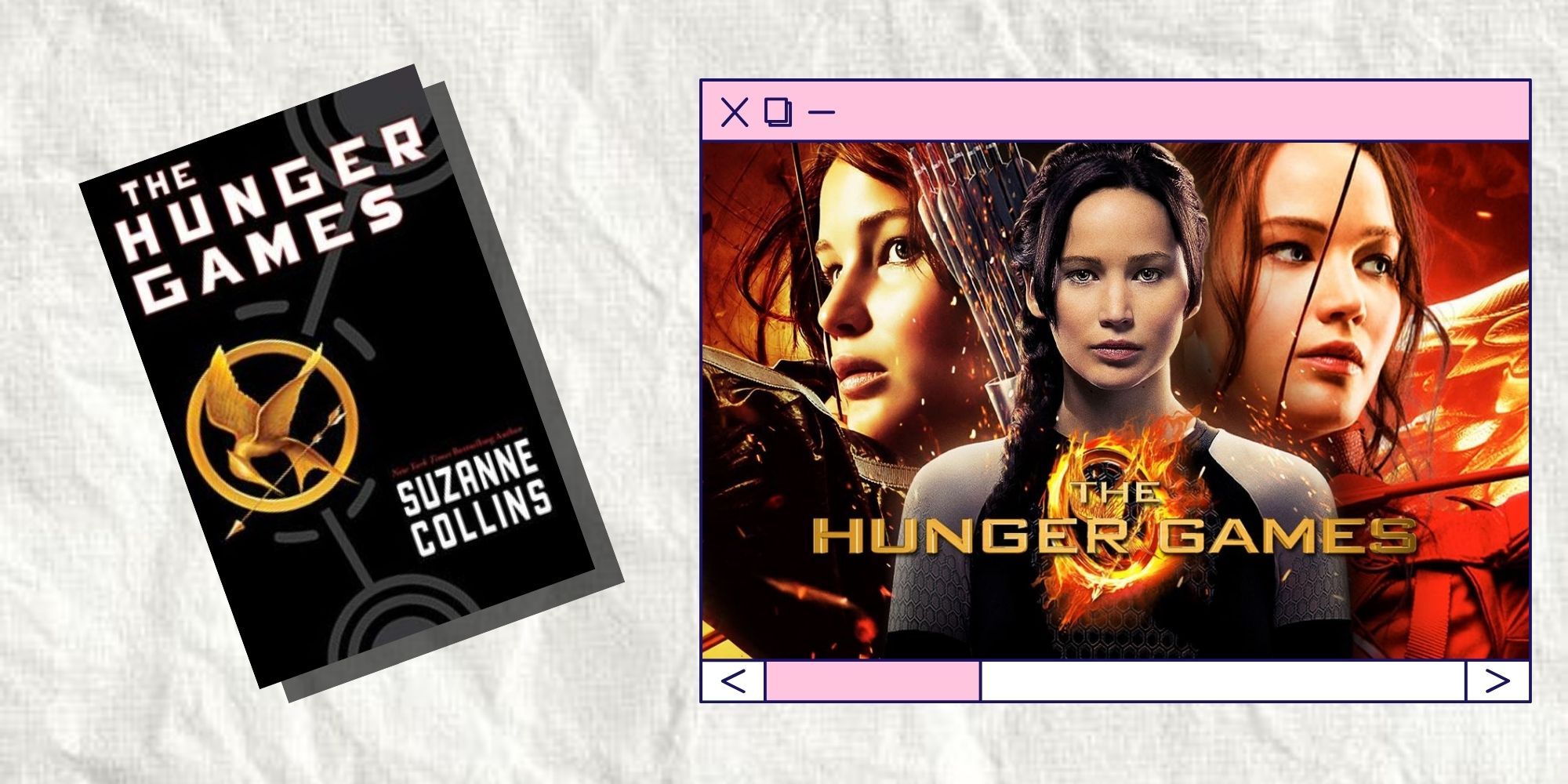 The Hunger Games book placed next to a phone with the Netflix app