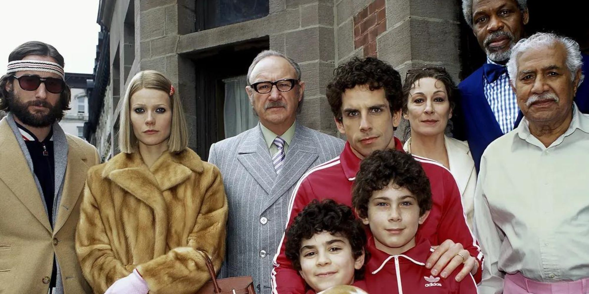 Main cast of The Royal Tenenbaums posing for a photo