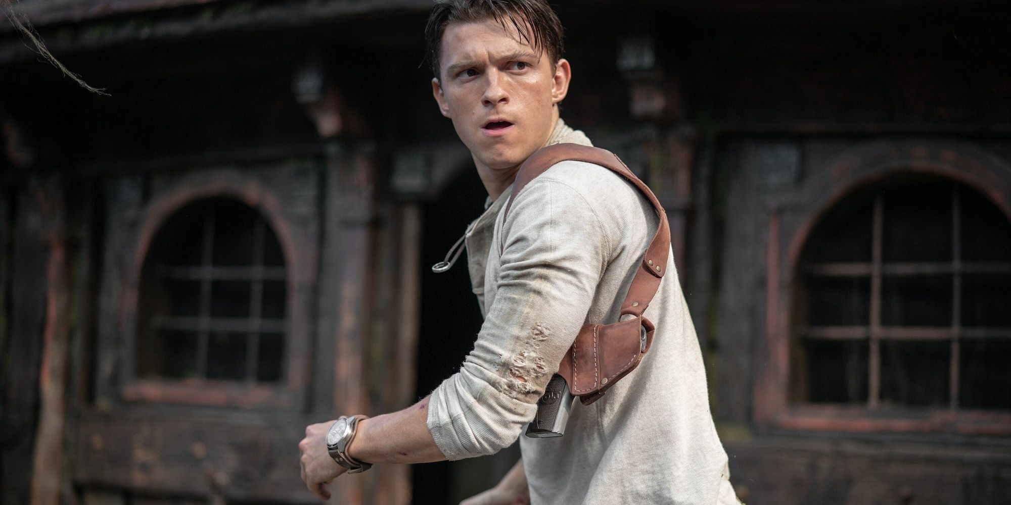 Tom Holland as Nathan Drake in Uncharted.