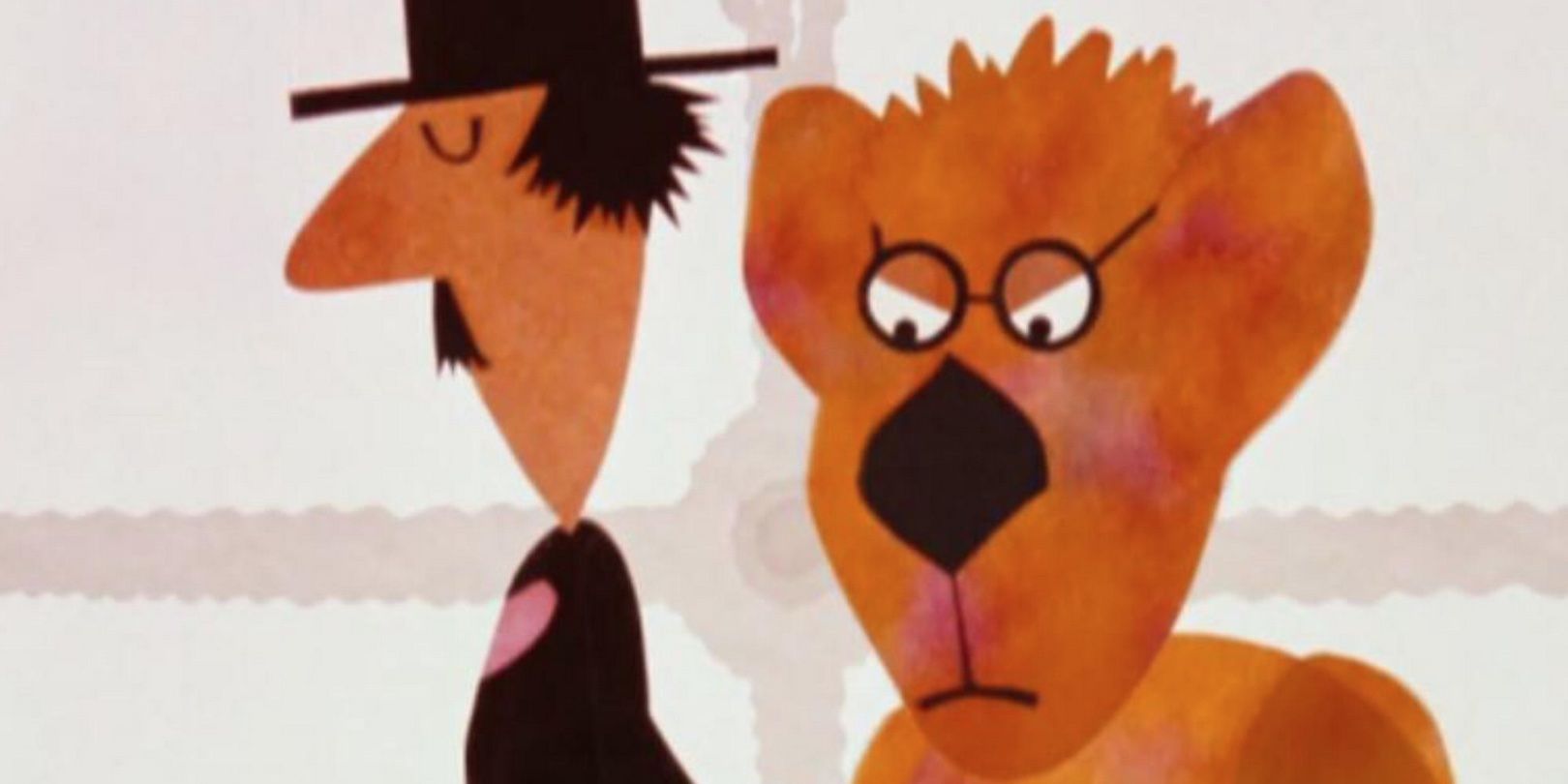 A animated man and a lion in 'Twice Upon a Time'