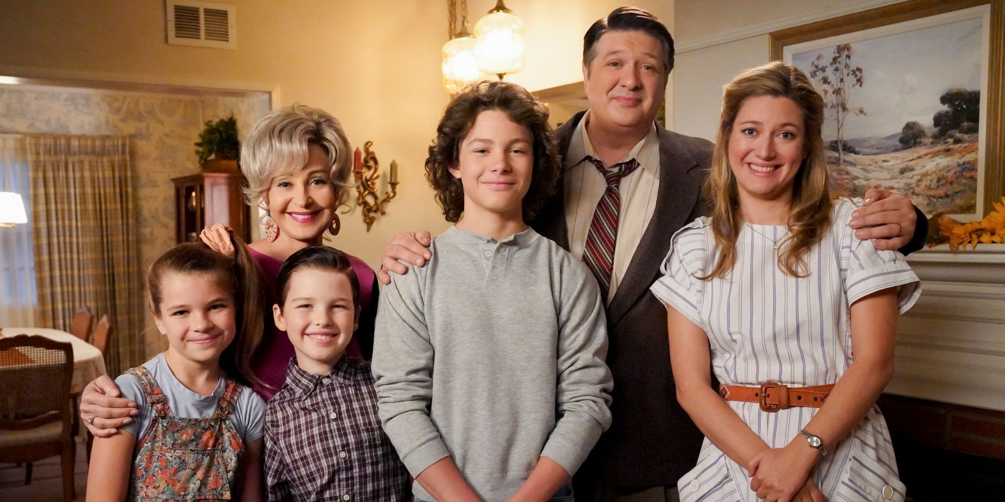 The Cooper family from Young Sheldon standing together